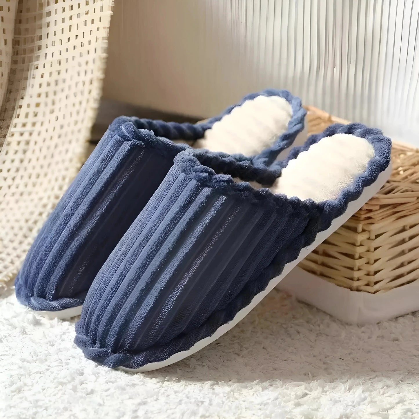 Blue Home Slippers with Bow