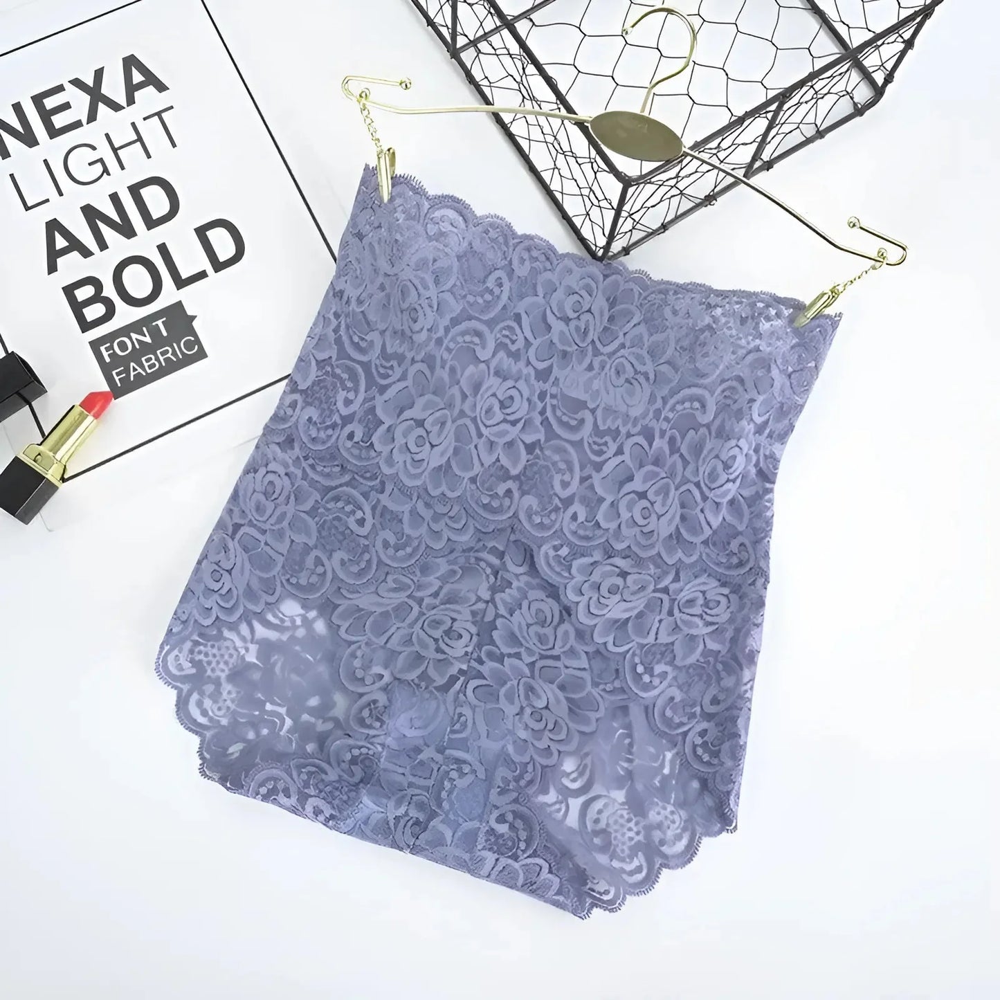 Blue Lace High-Waisted Briefs
