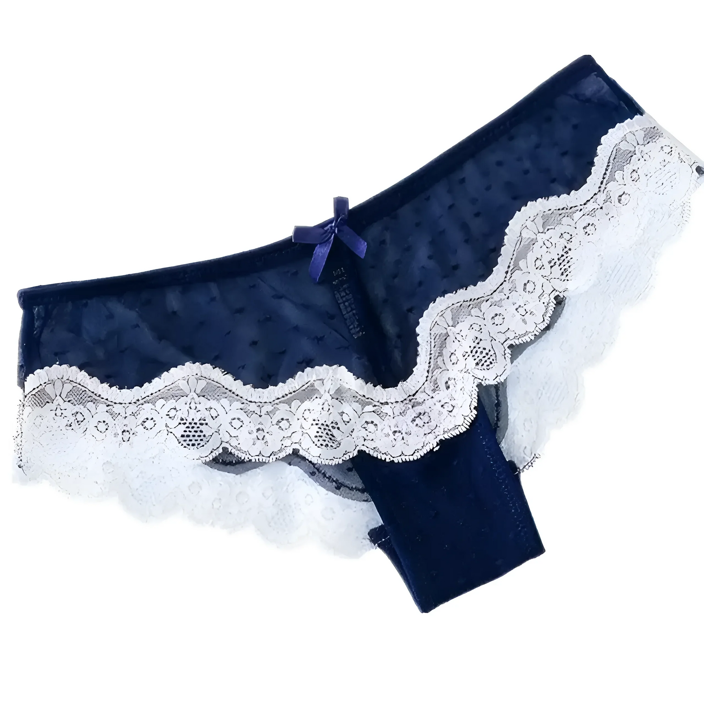 Blue Lace Knickers with Bow