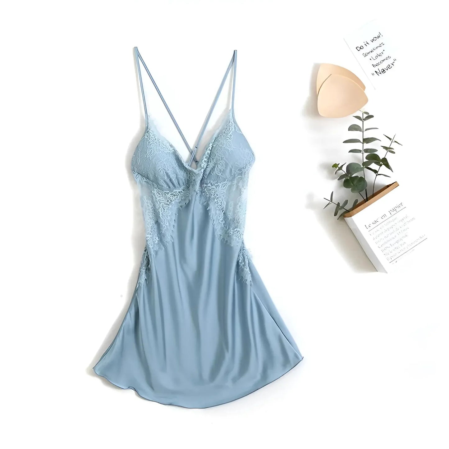 Blue Lace Trim Nightdress