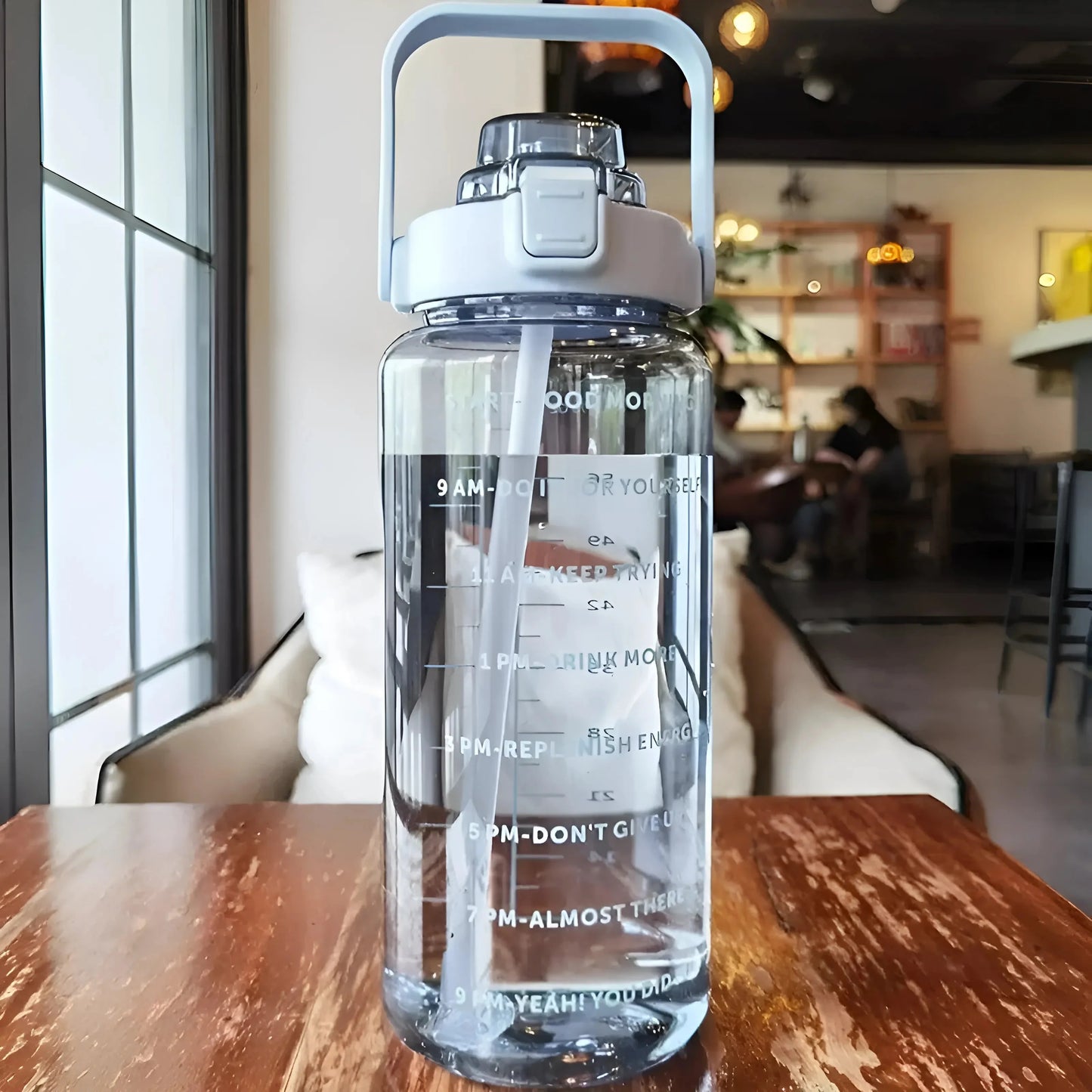 Blue Transparent Motivational Water Bottle