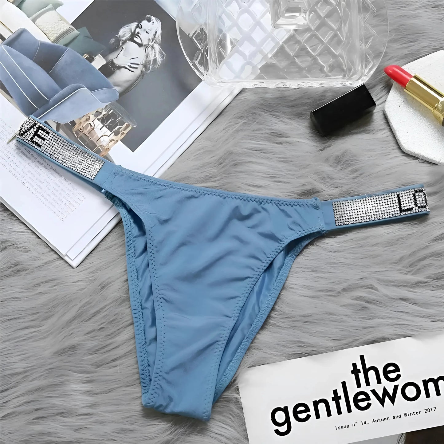 Blue Women's LOVE Thong