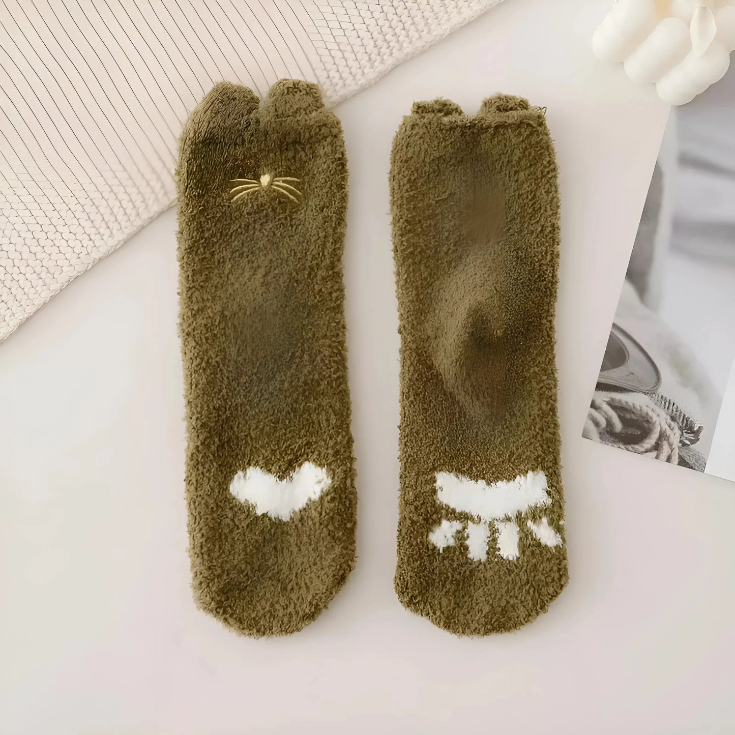 Brown Fluffy Women's Socks
