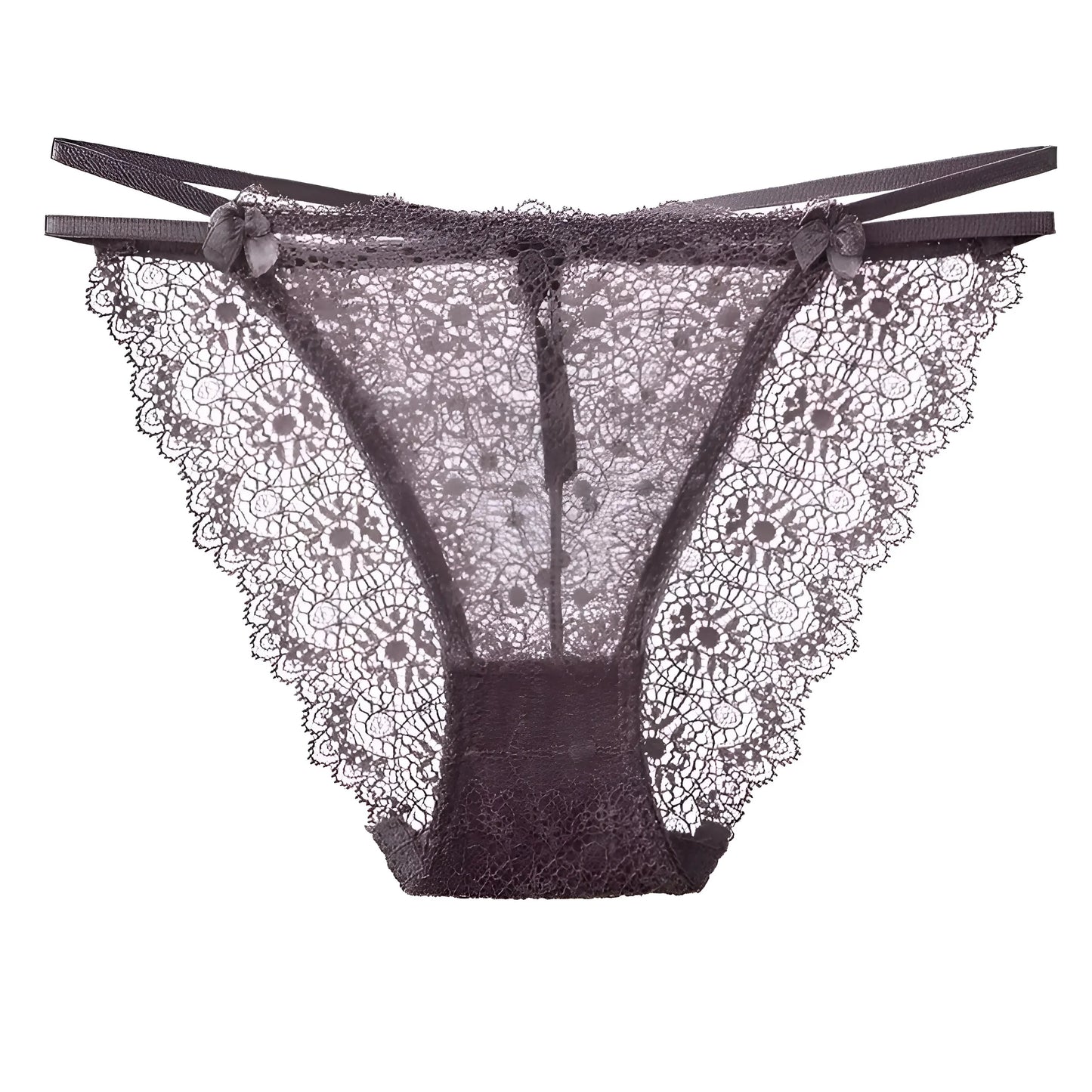 Brown Lace Briefs with Straps