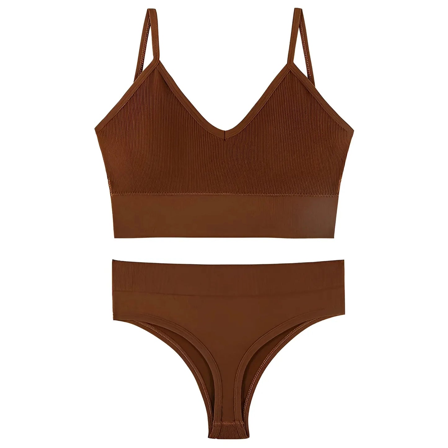 Brown Seamless Lingerie Set