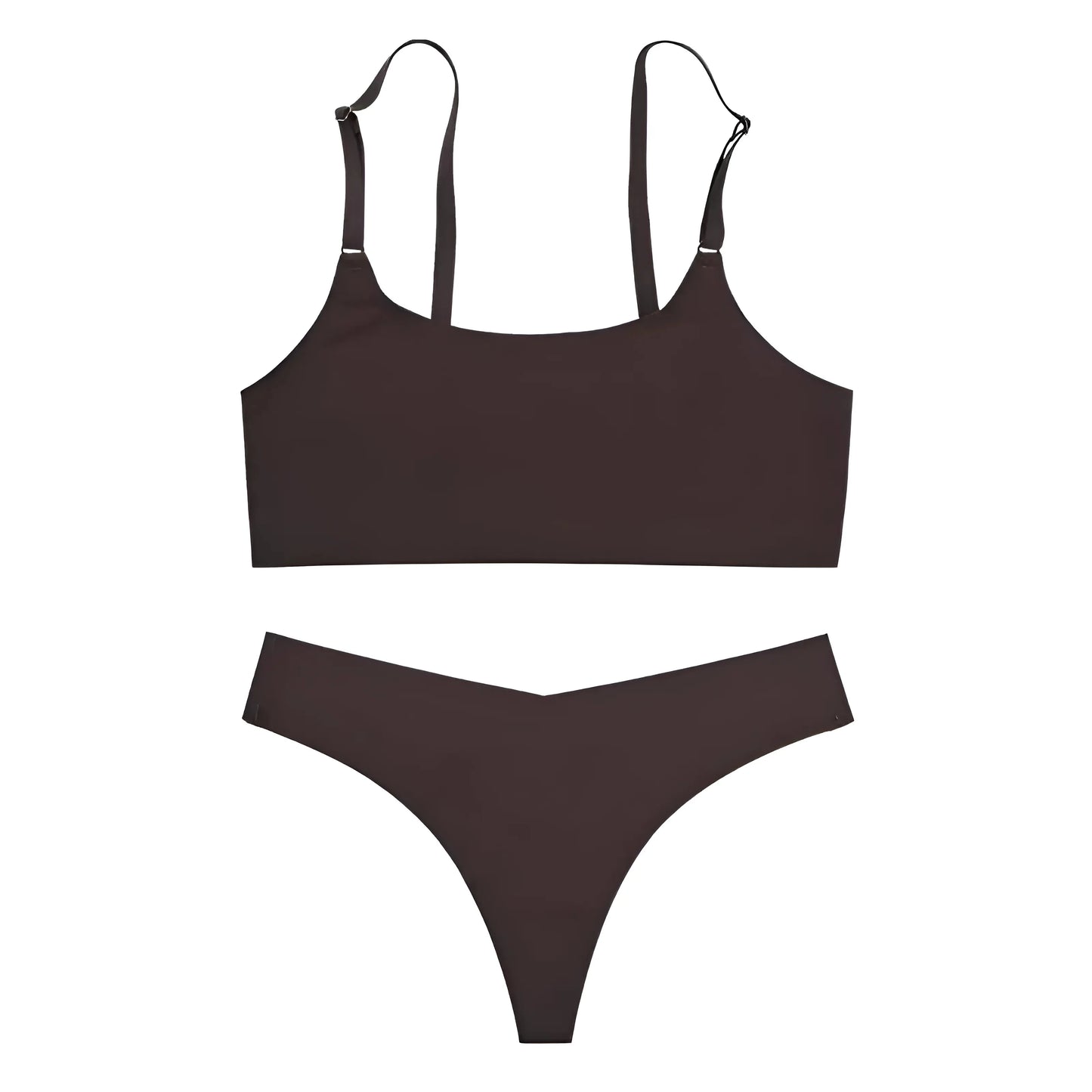 Brown Seamless Lingerie Set
