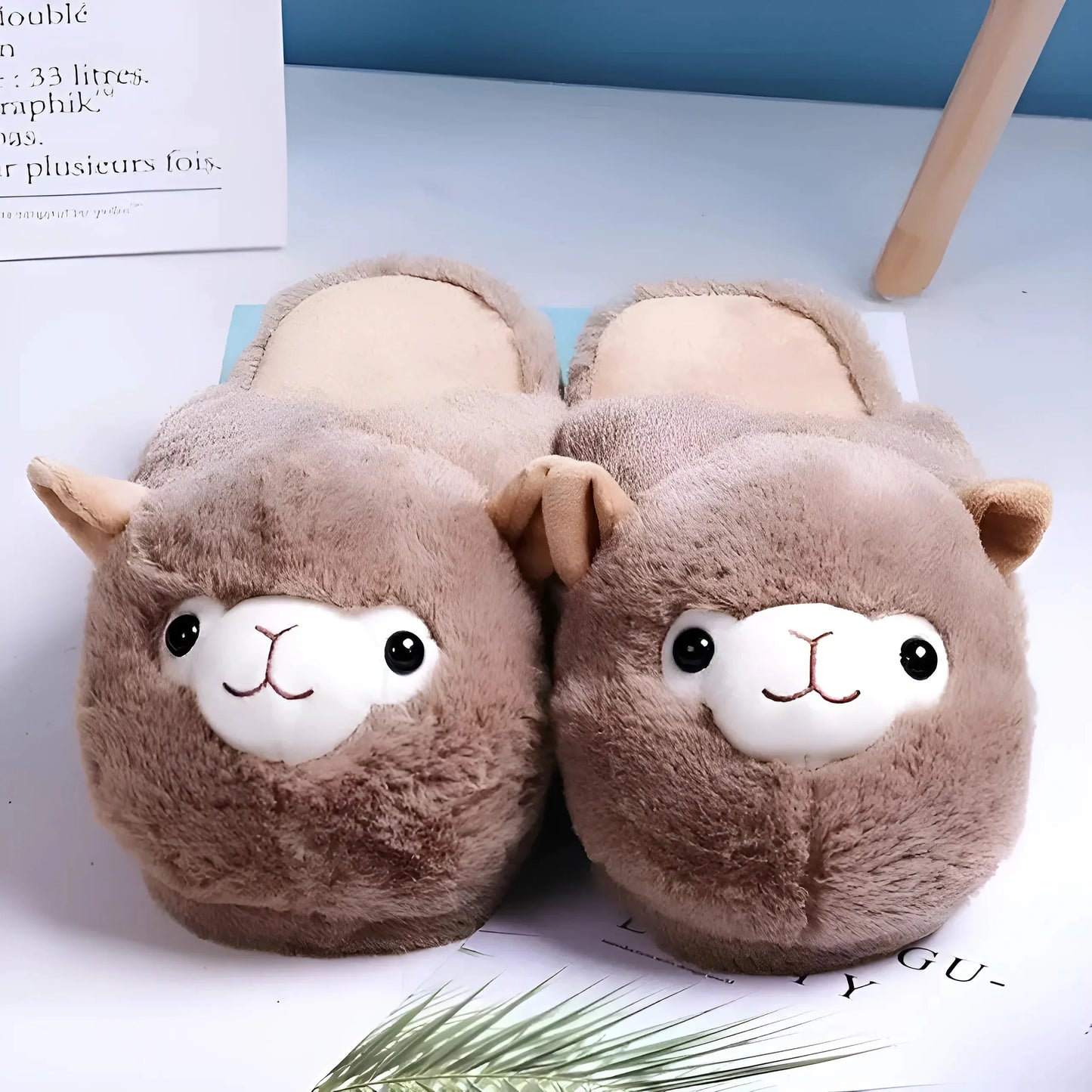 Brown Women's Llama Slippers