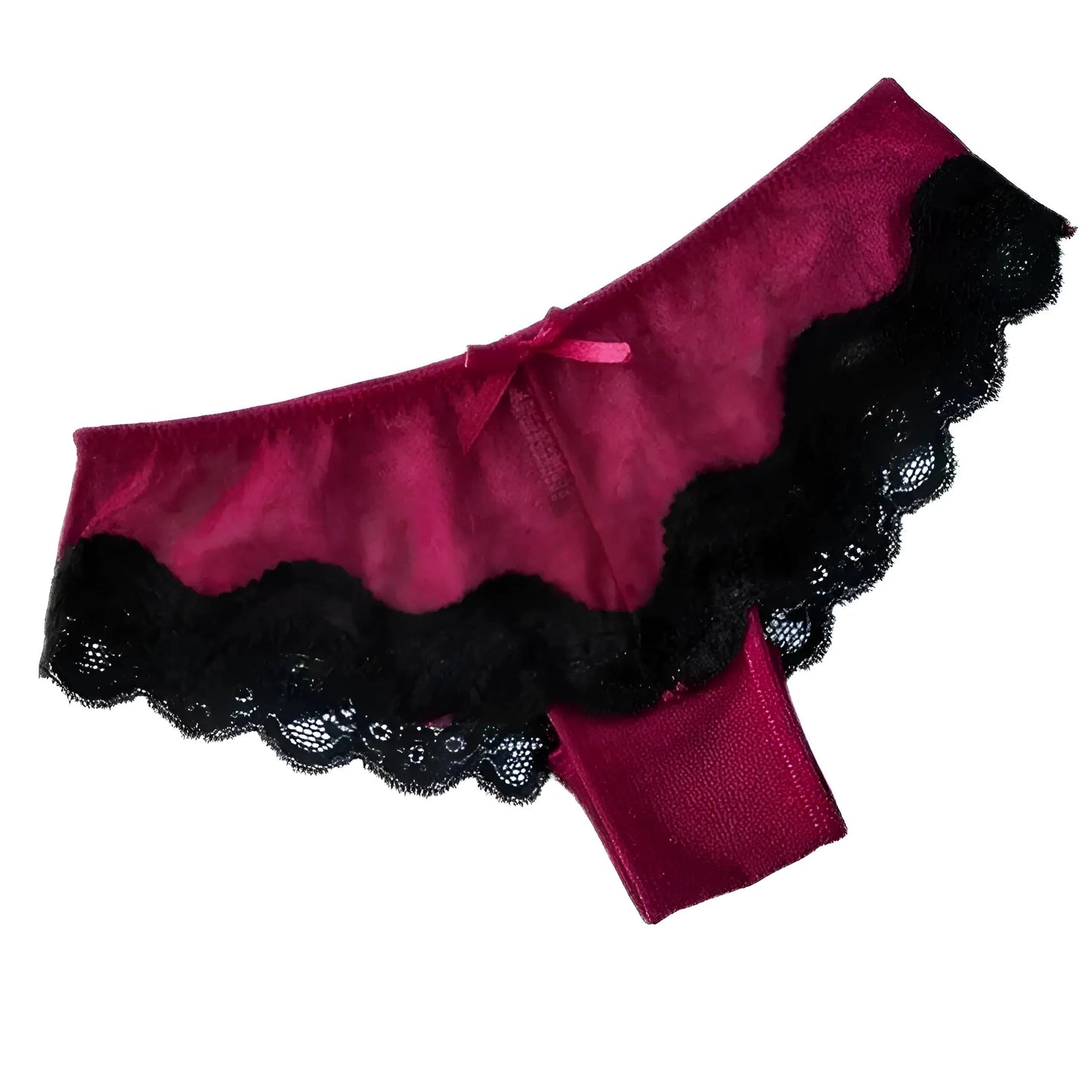 Burgundy Lace Knickers with Bow