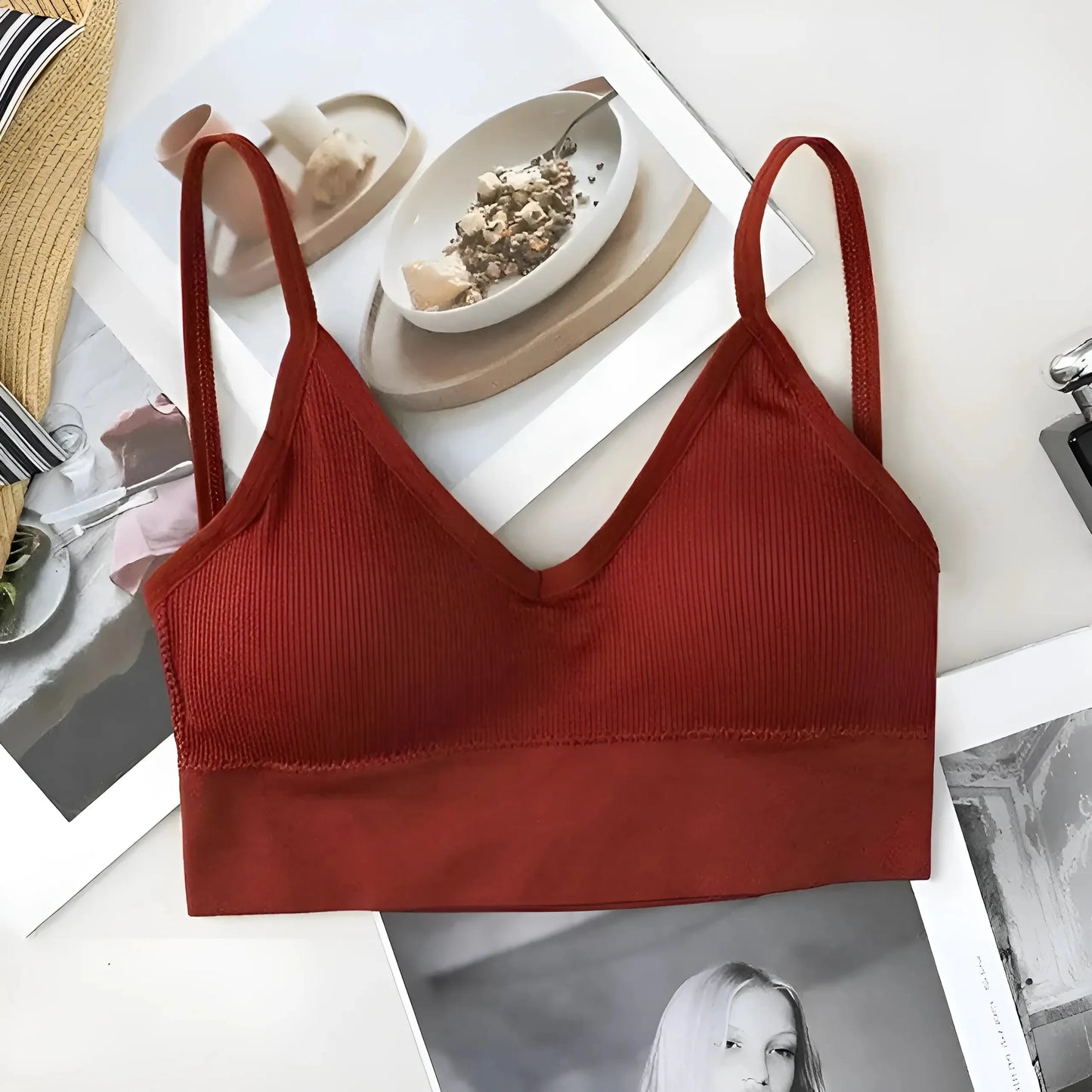 Burgundy Low-Back Bra