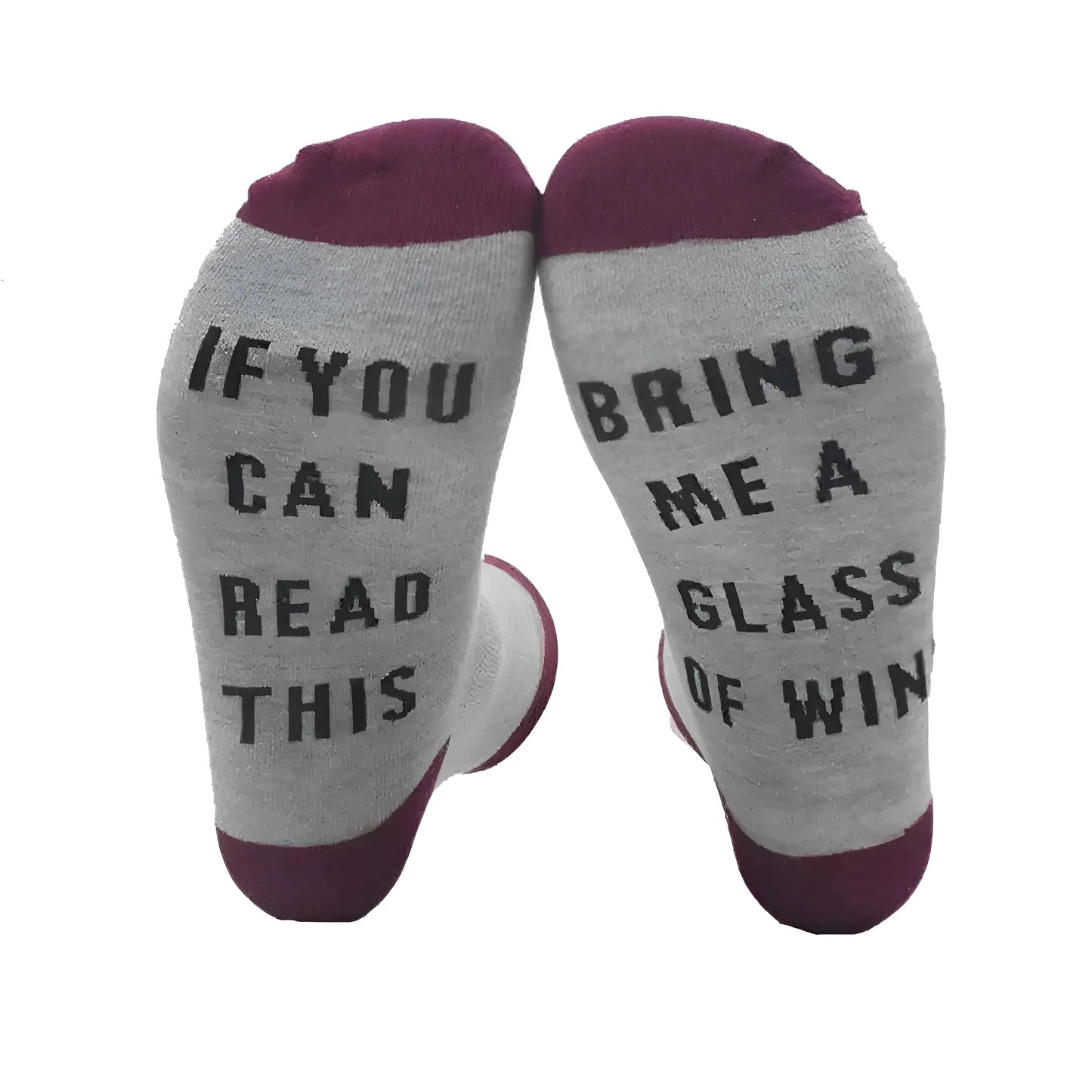 Burgundy Men's Socks with Funny Quotes