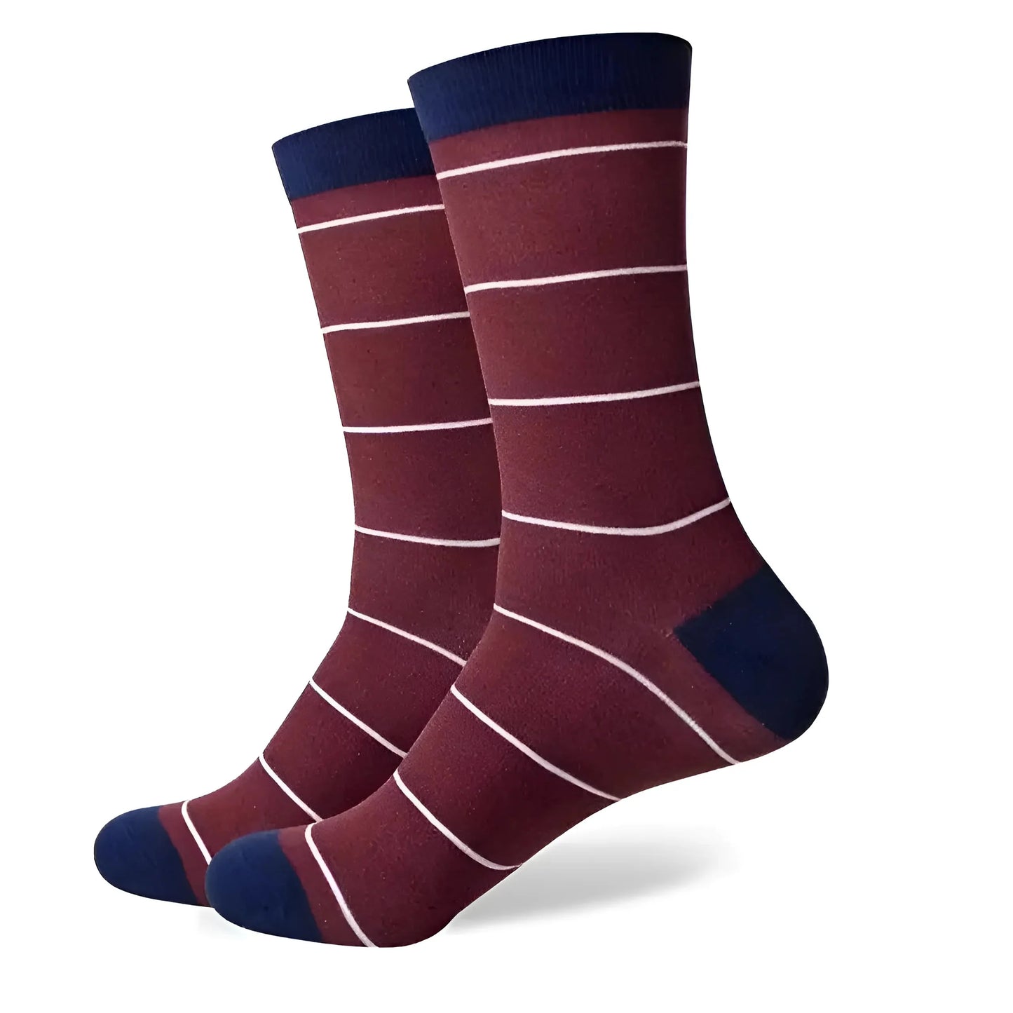 Burgundy-Navy Men's Long Socks in Colourful Patterns
