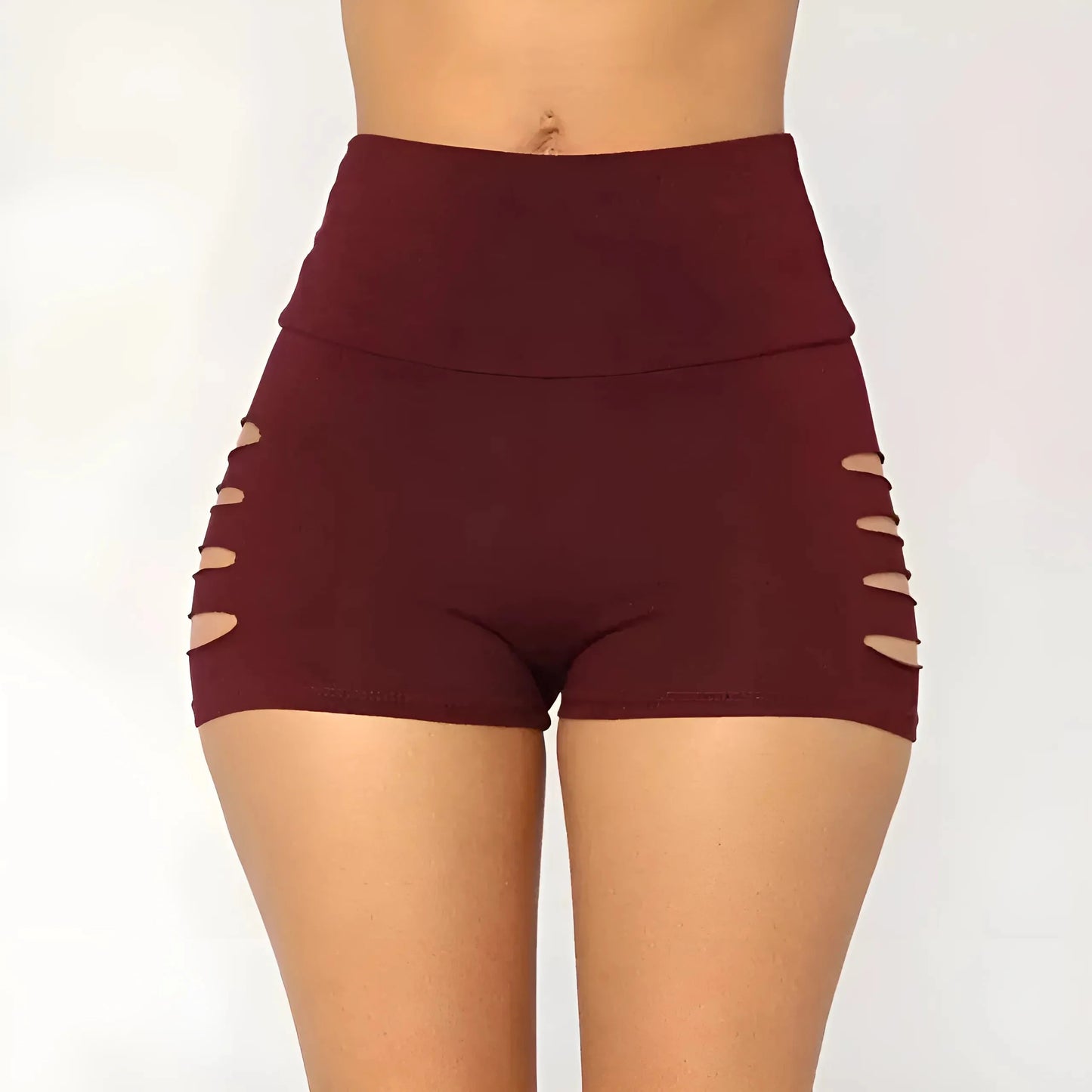 Burgundy Sport Shorts with Side Slits