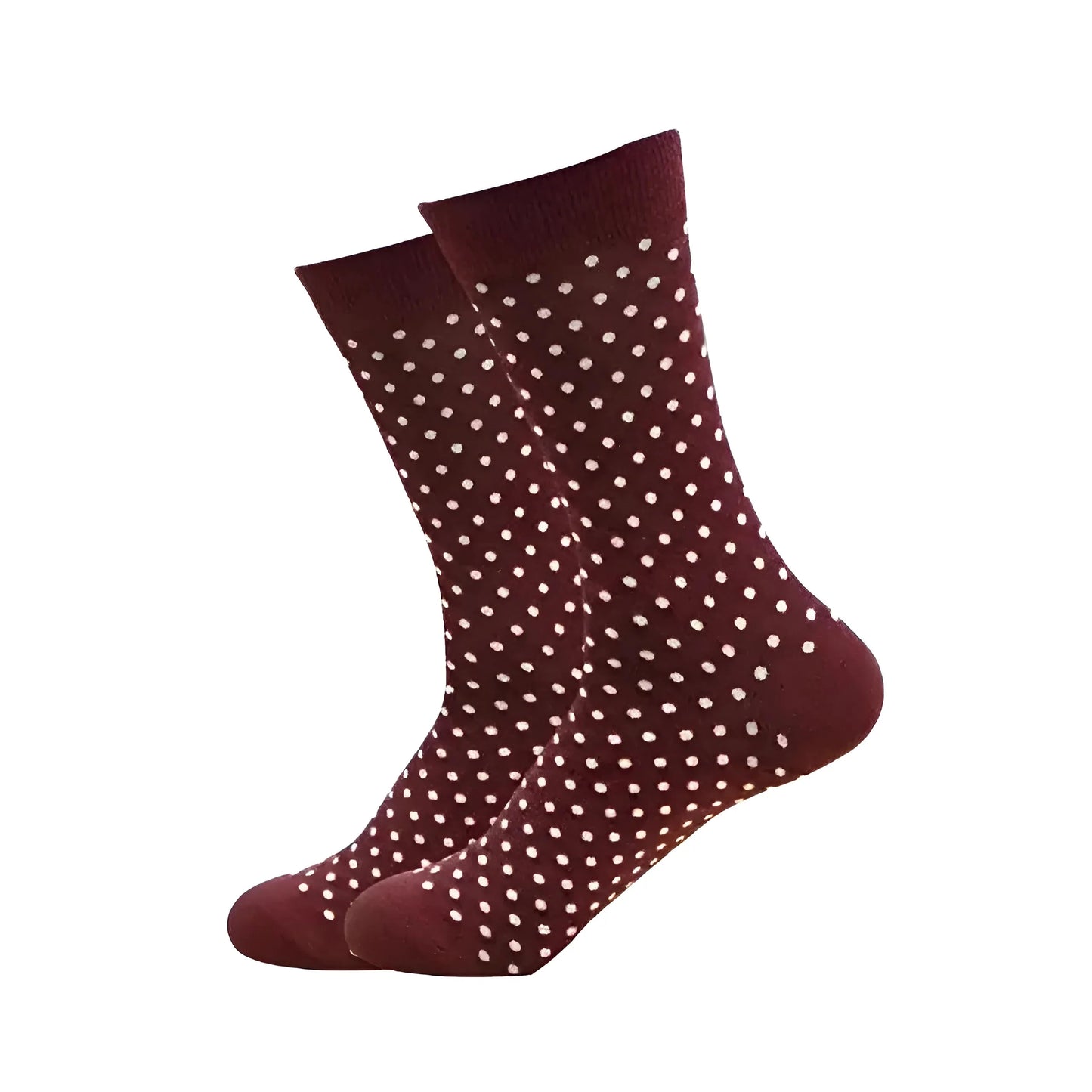 Burgundy-White Men's Long Socks in Colourful Patterns
