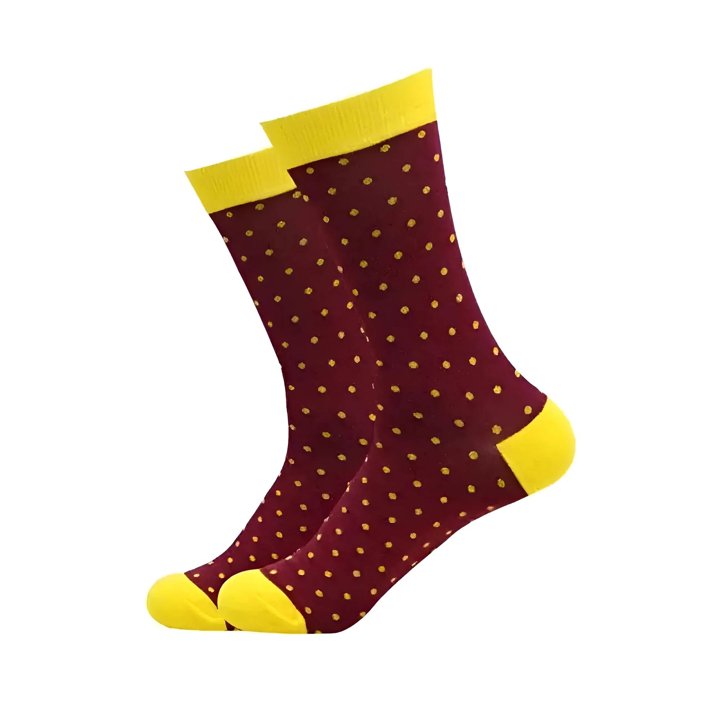 Burgundy-Yellow Men's Long Socks in Colourful Patterns