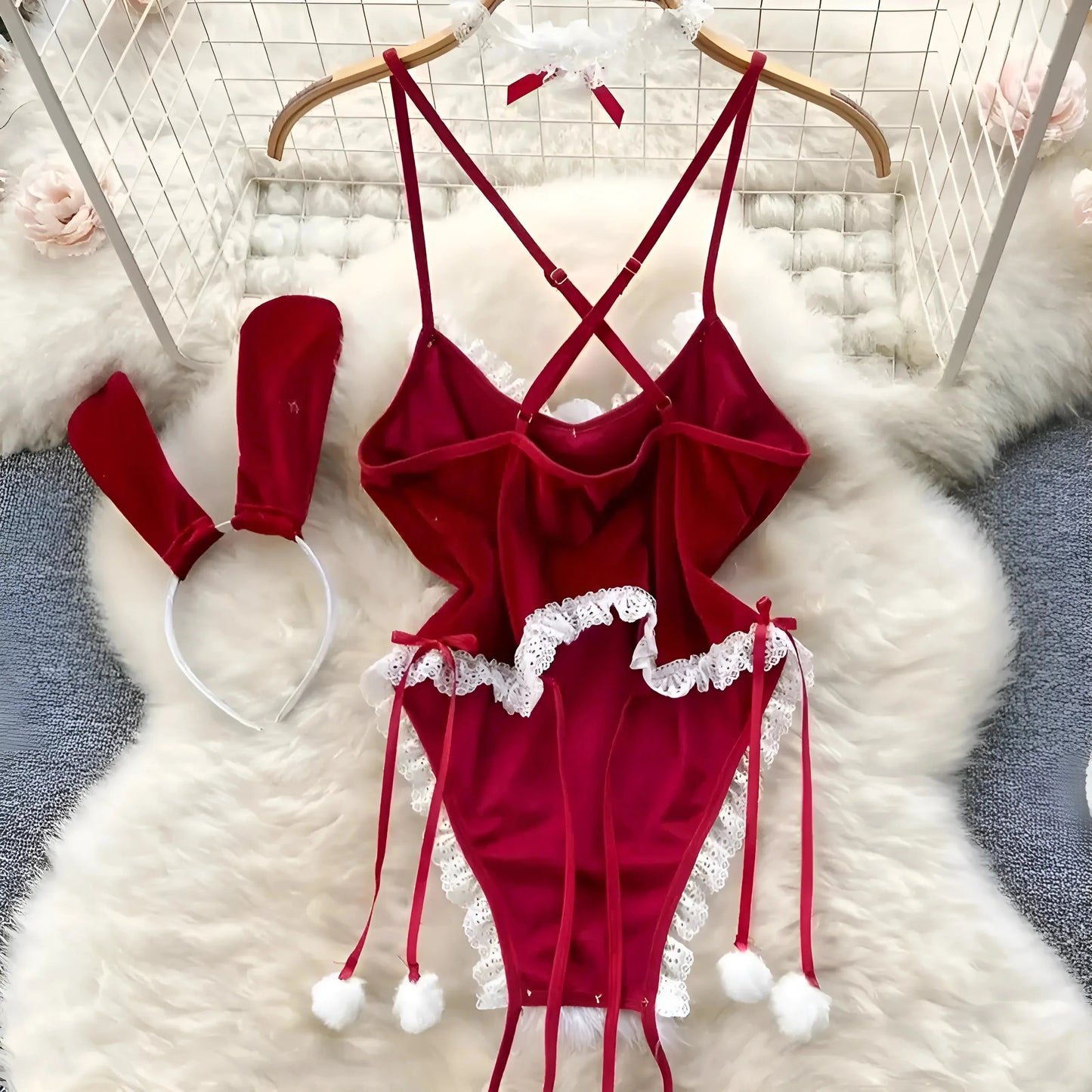 Christmas Bodysuit with Lace