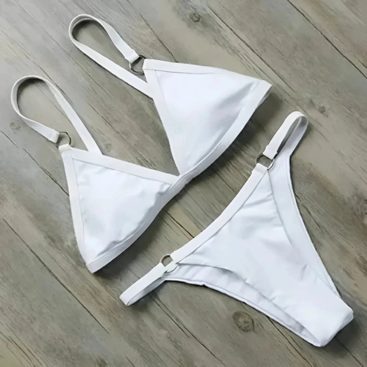 Classic Two-Piece Bikini with Decorative Rings