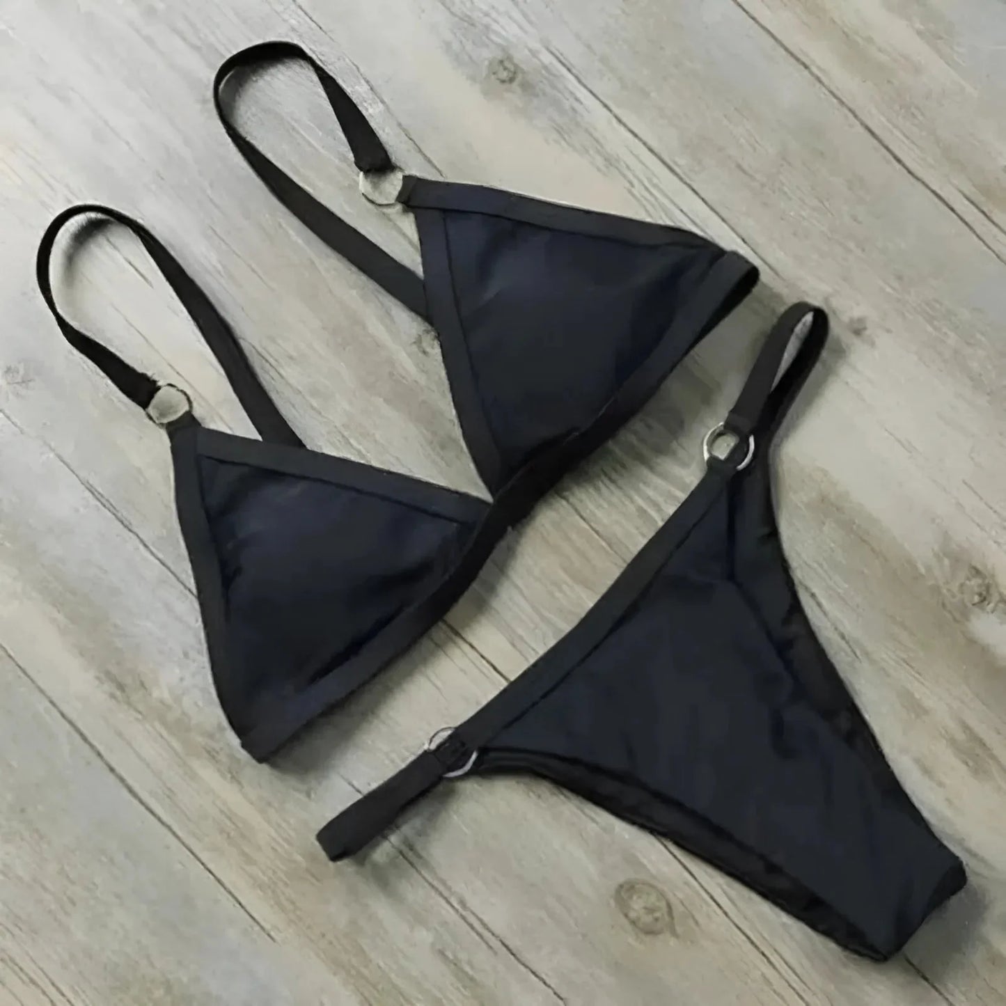 Classic Two-Piece Bikini with Decorative Rings