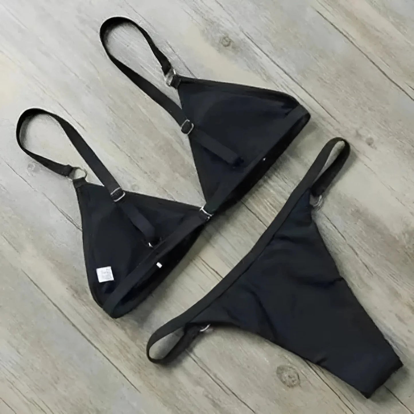 Classic Two-Piece Bikini with Decorative Rings