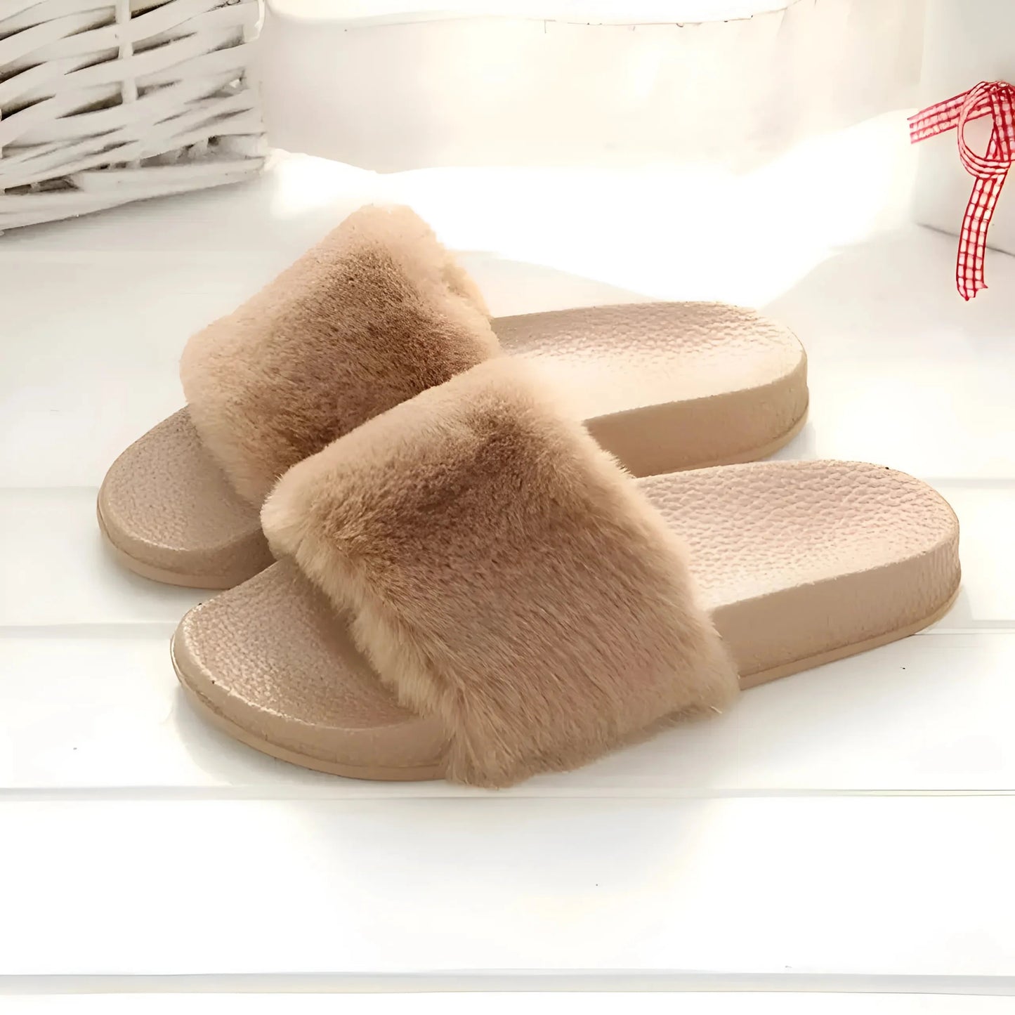 Coffee Faux Fur Slippers