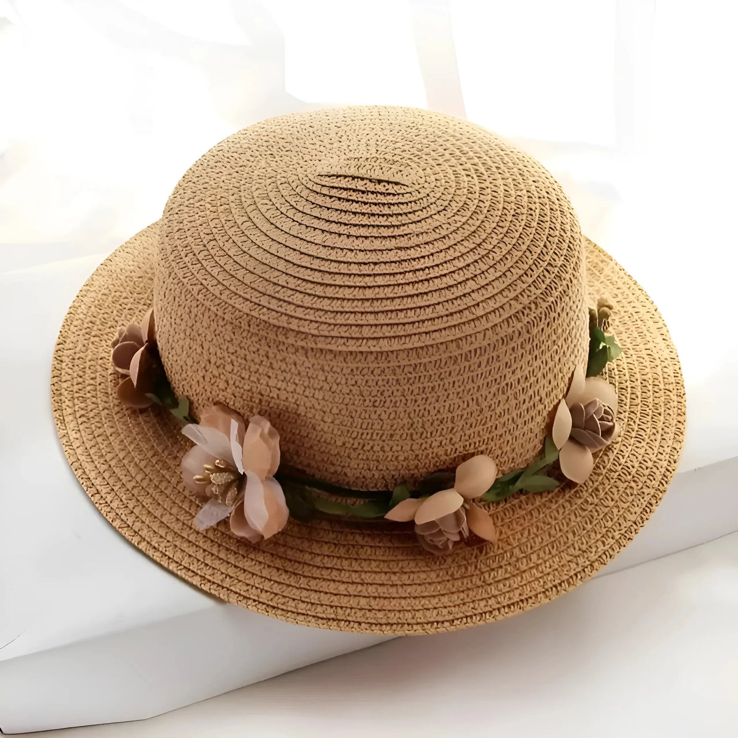 Coffee Floral Beach Hat