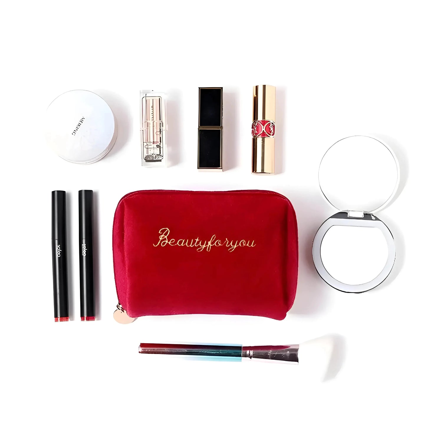 Compact Zip-Up Cosmetic Bag