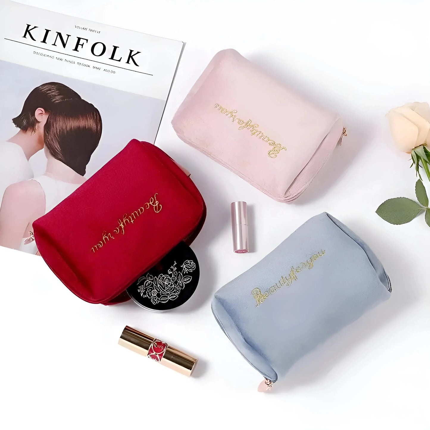 Compact Zip-Up Cosmetic Bag