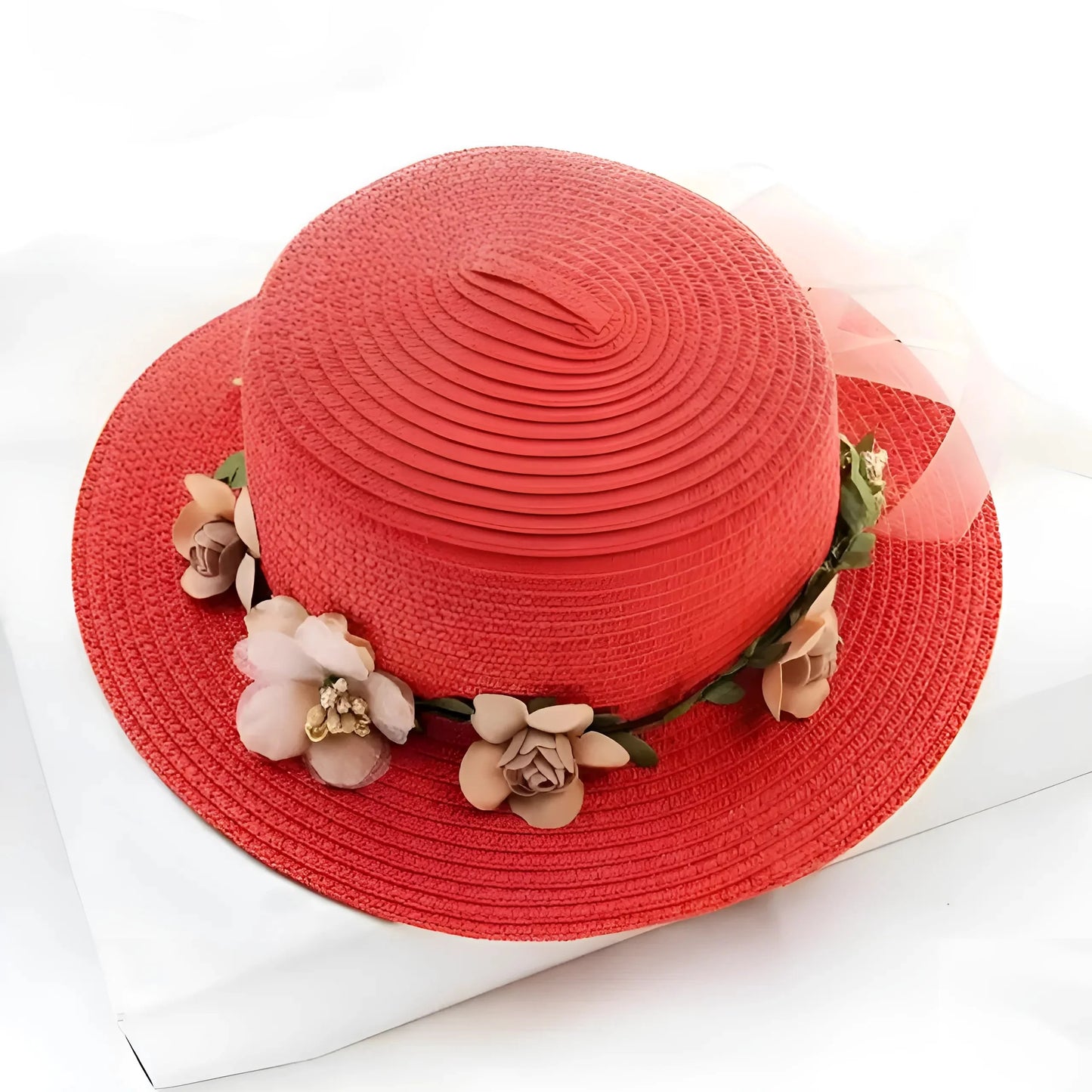 Coral Floral Beach Hat