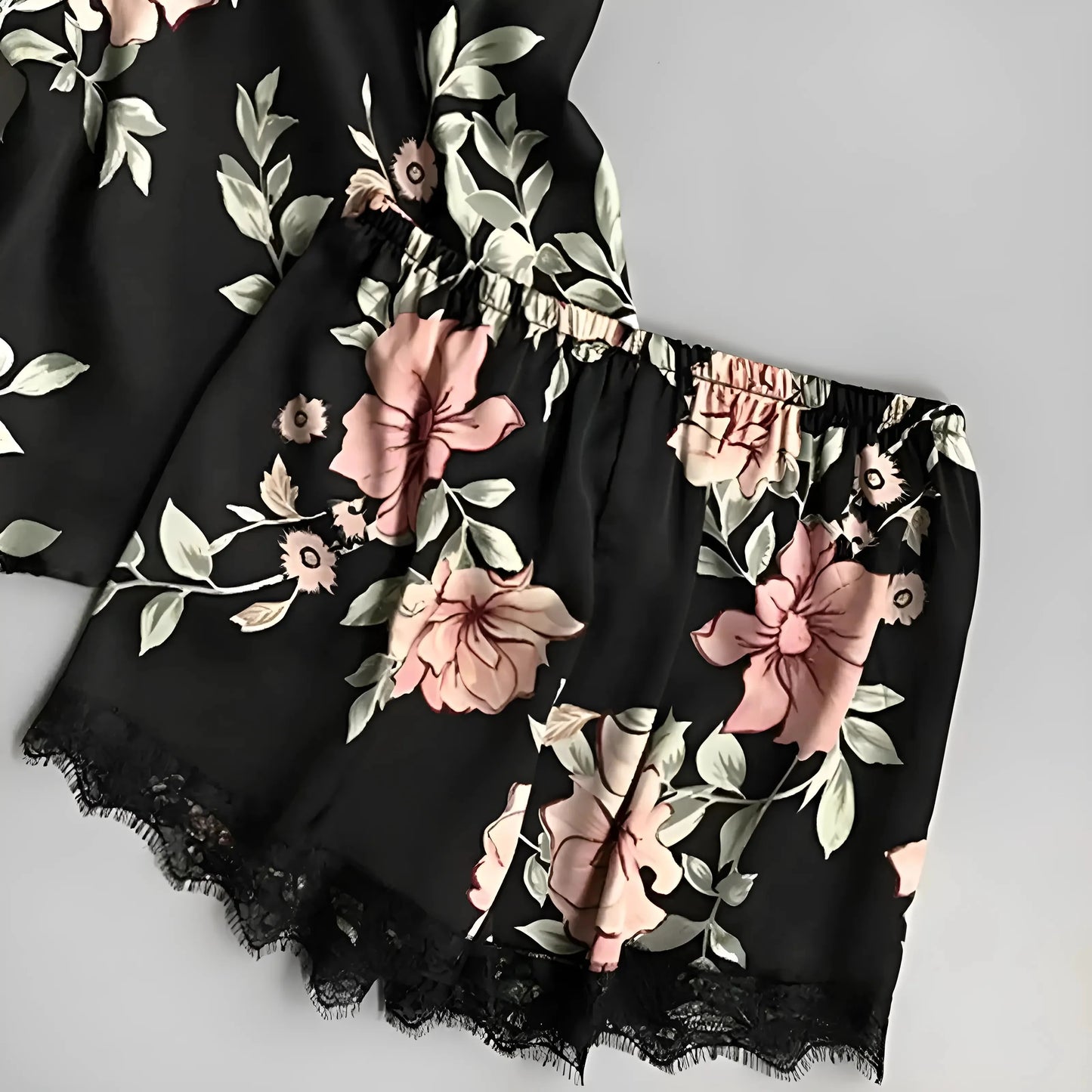 Floral Pyjama Set with Top and Shorts