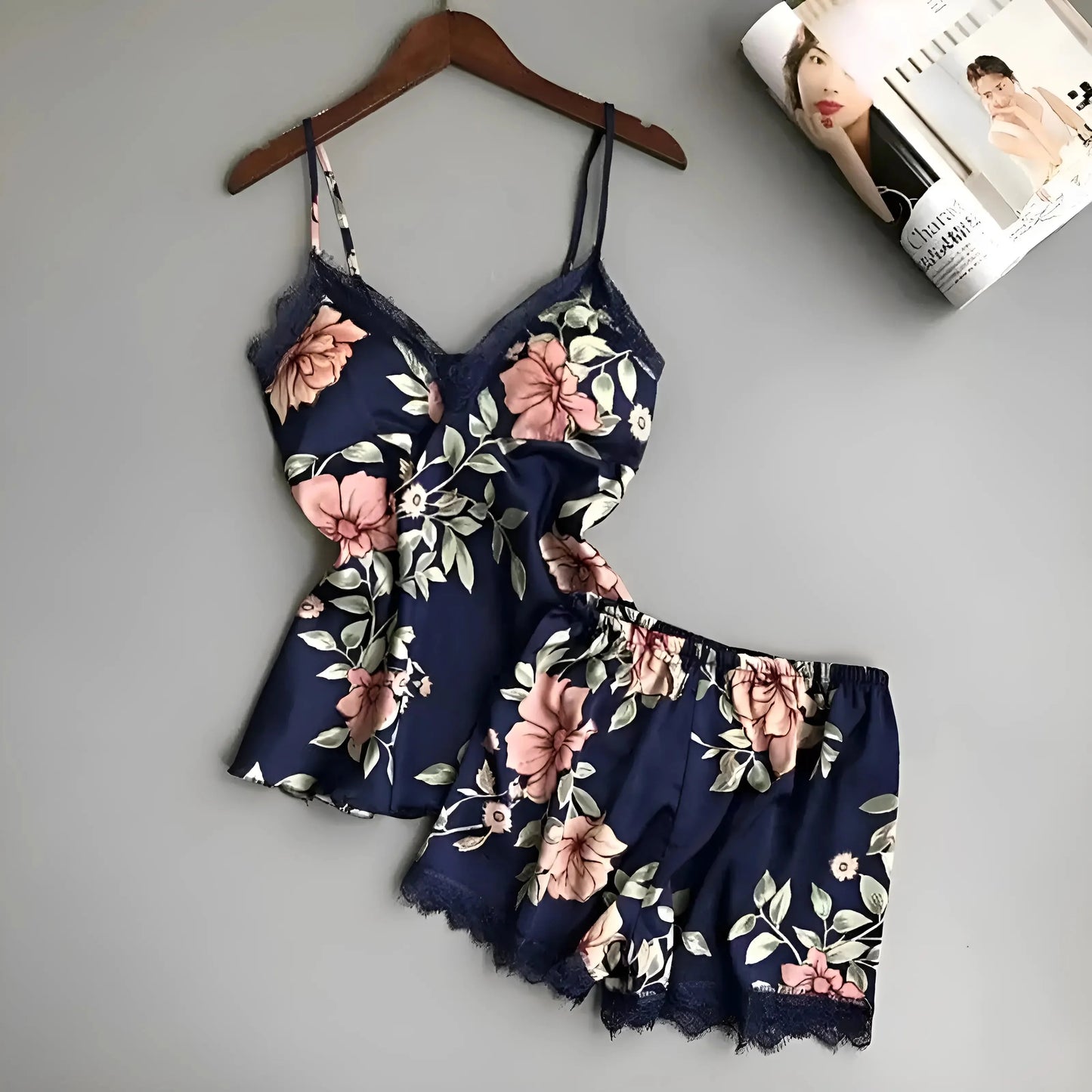 Floral Pyjama Set with Top and Shorts