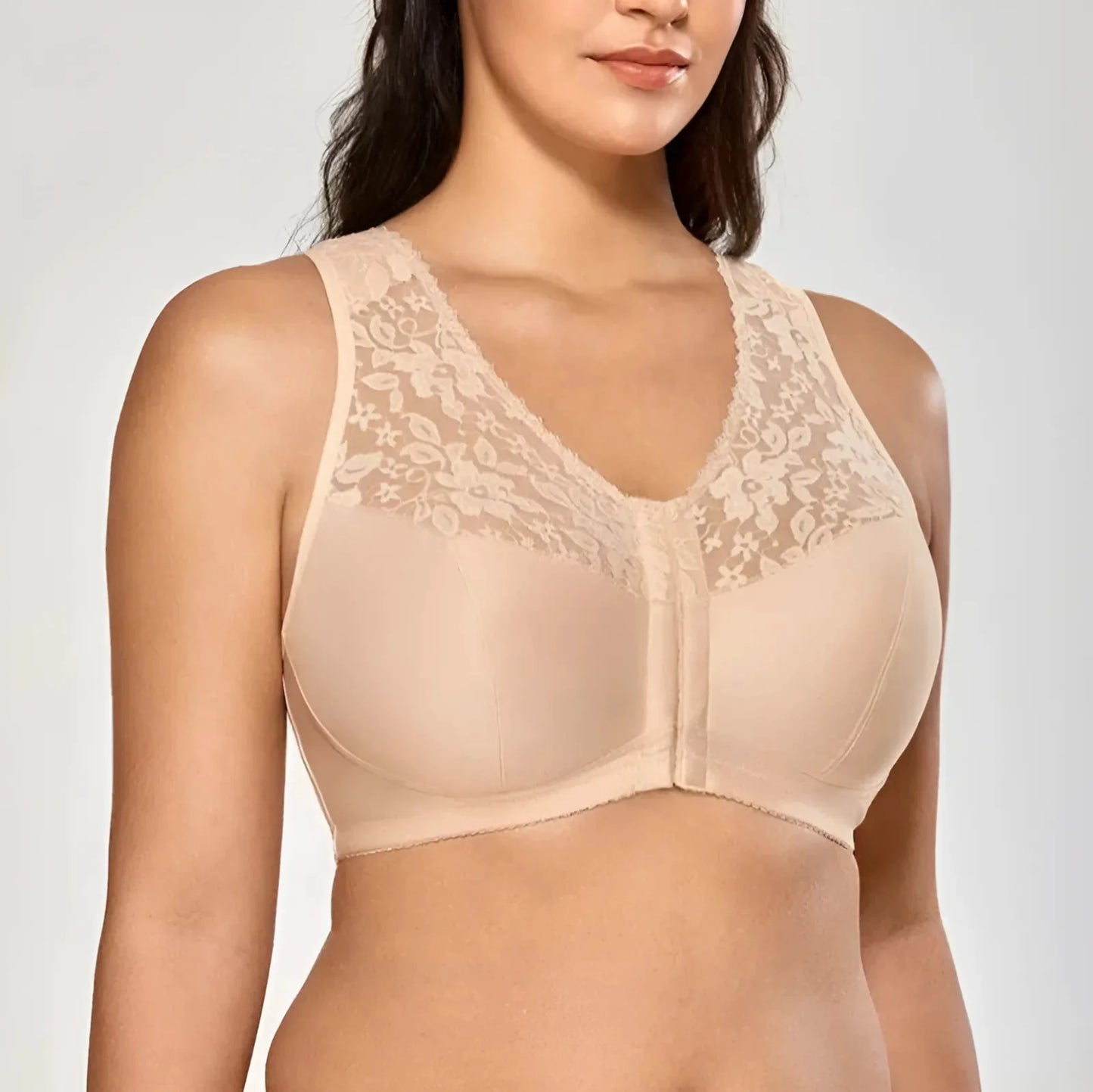 Front Fastening Lace Bra in Larger Sizes