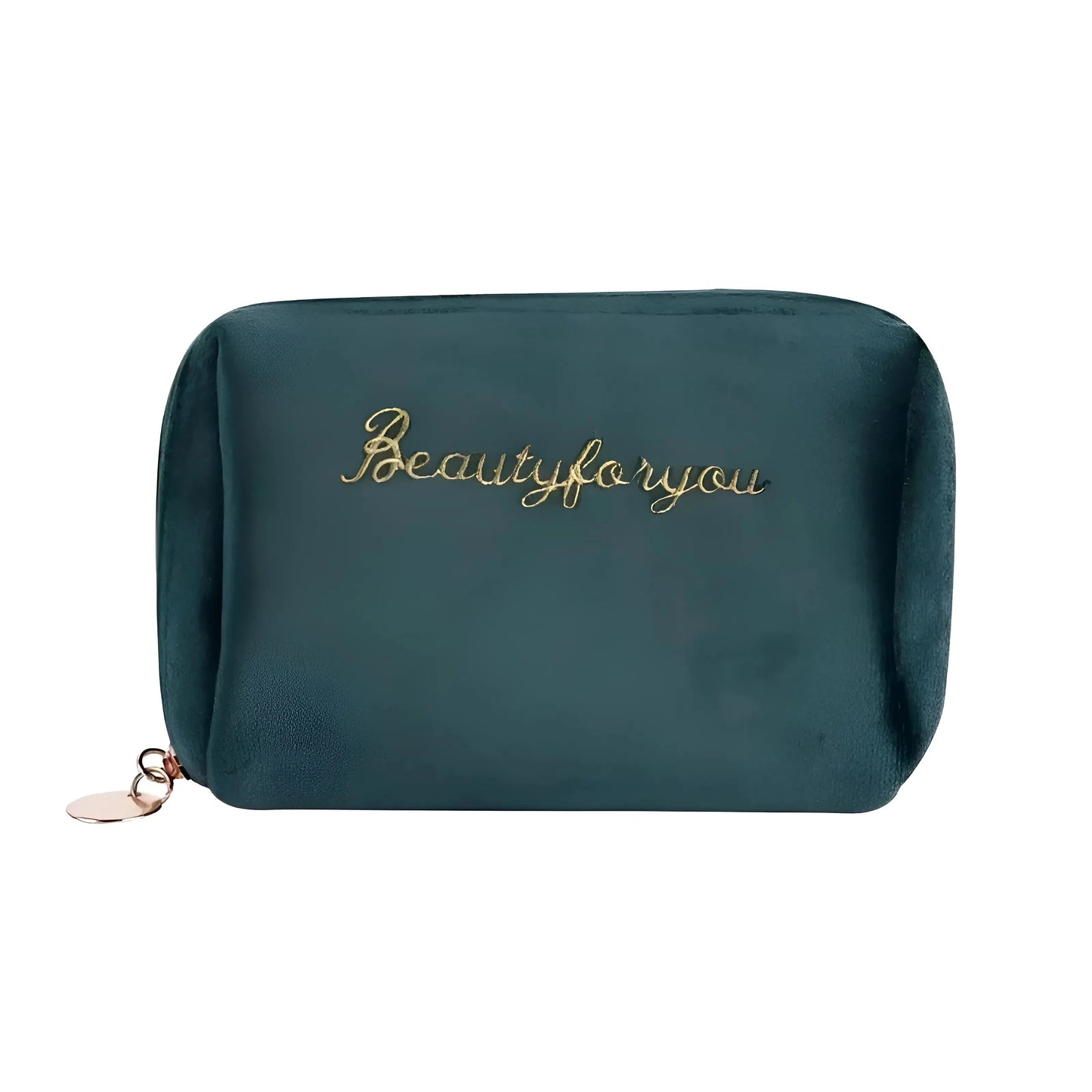 Green Compact Zip-Up Cosmetic Bag