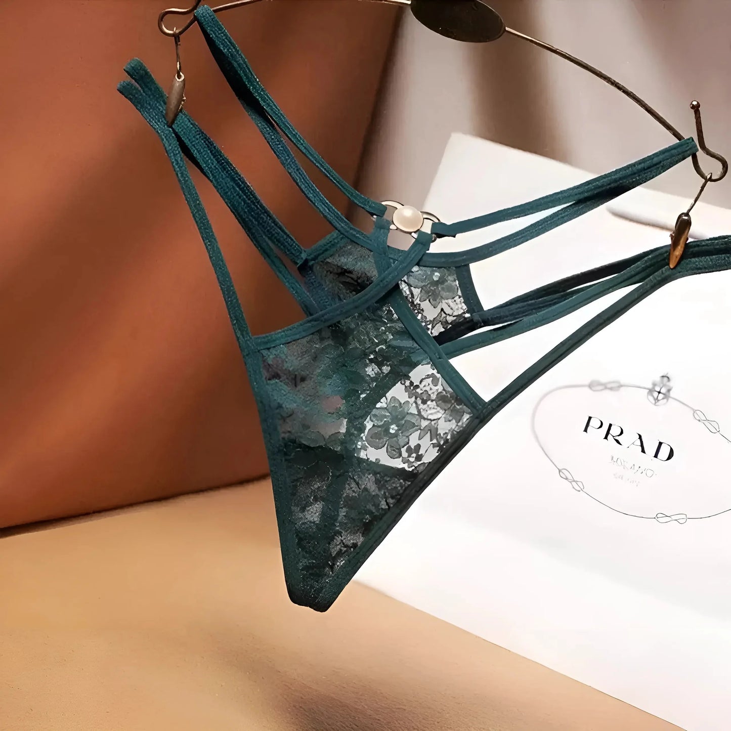 Green Lace Briefs with Straps