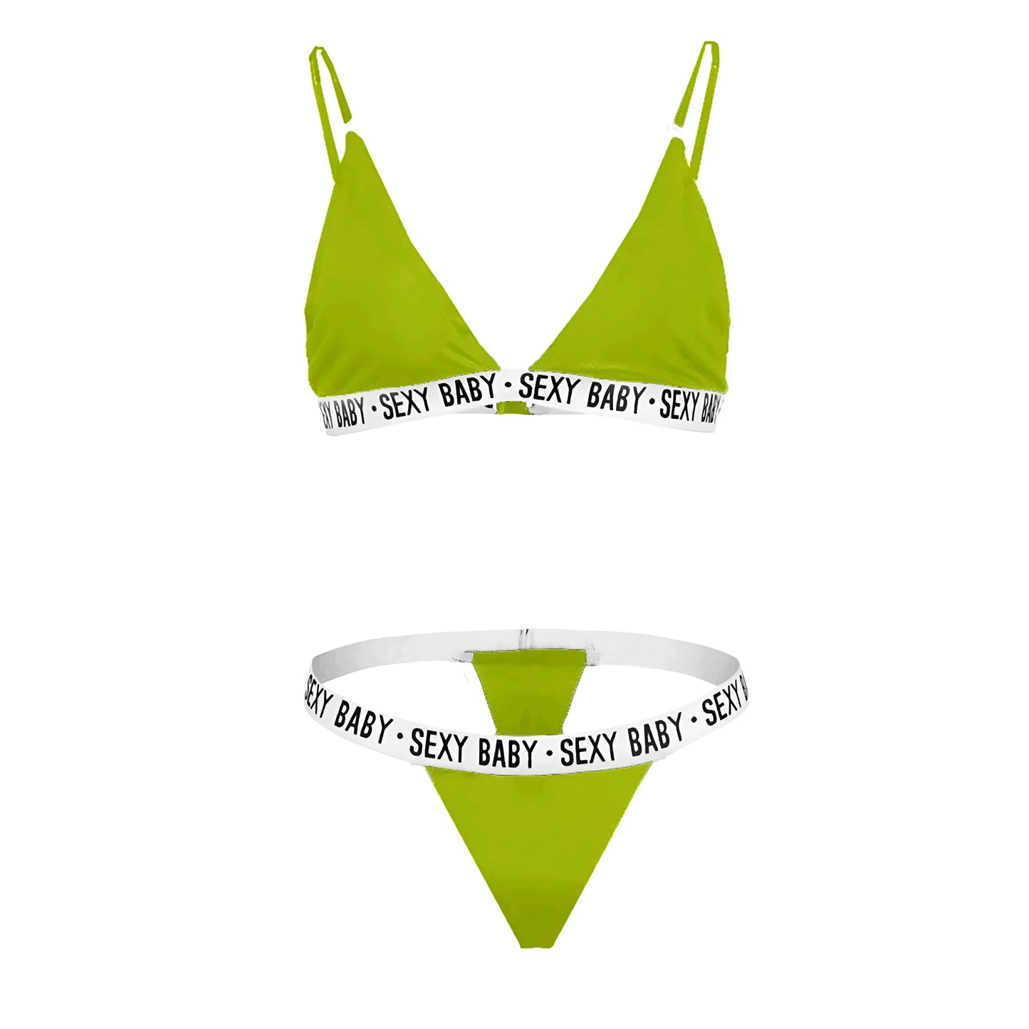 Green Lingerie Set with 'SEXY BABY' Print