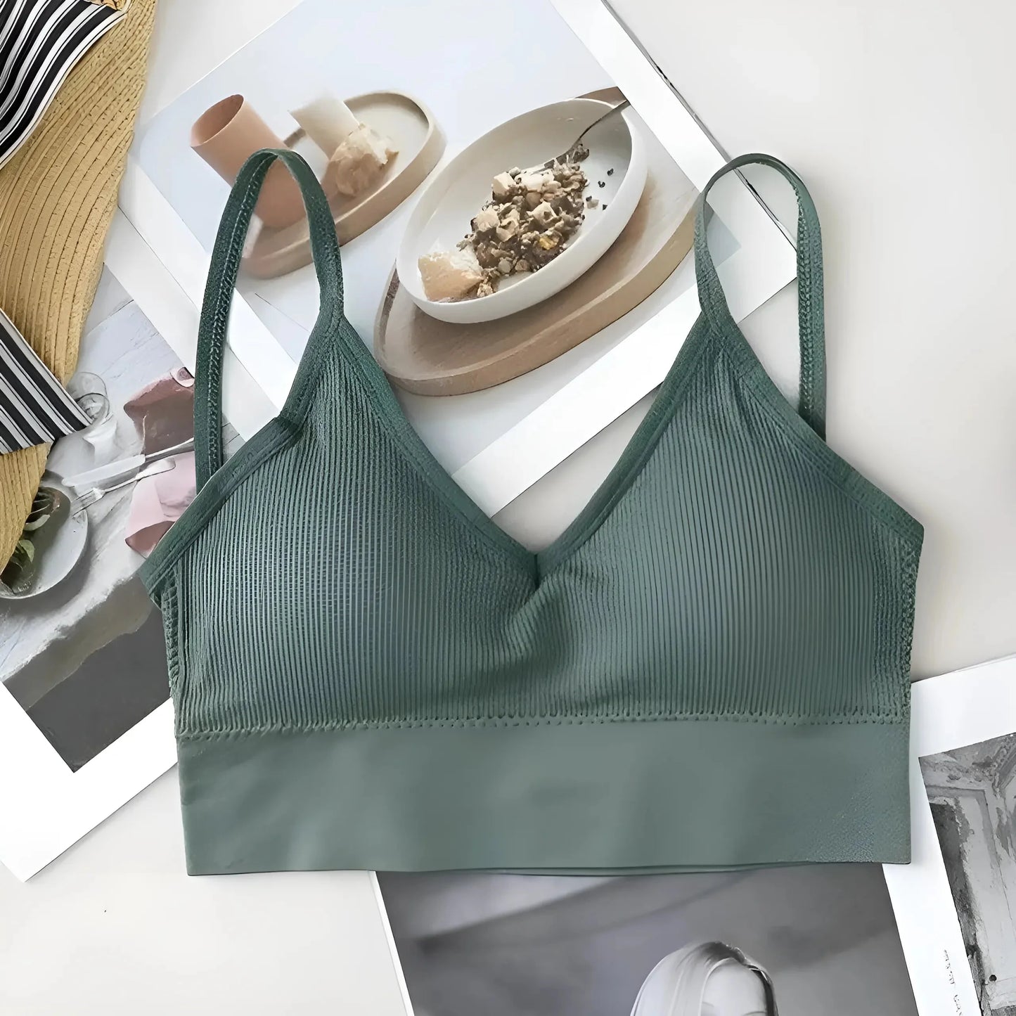 Green Low-Back Bra