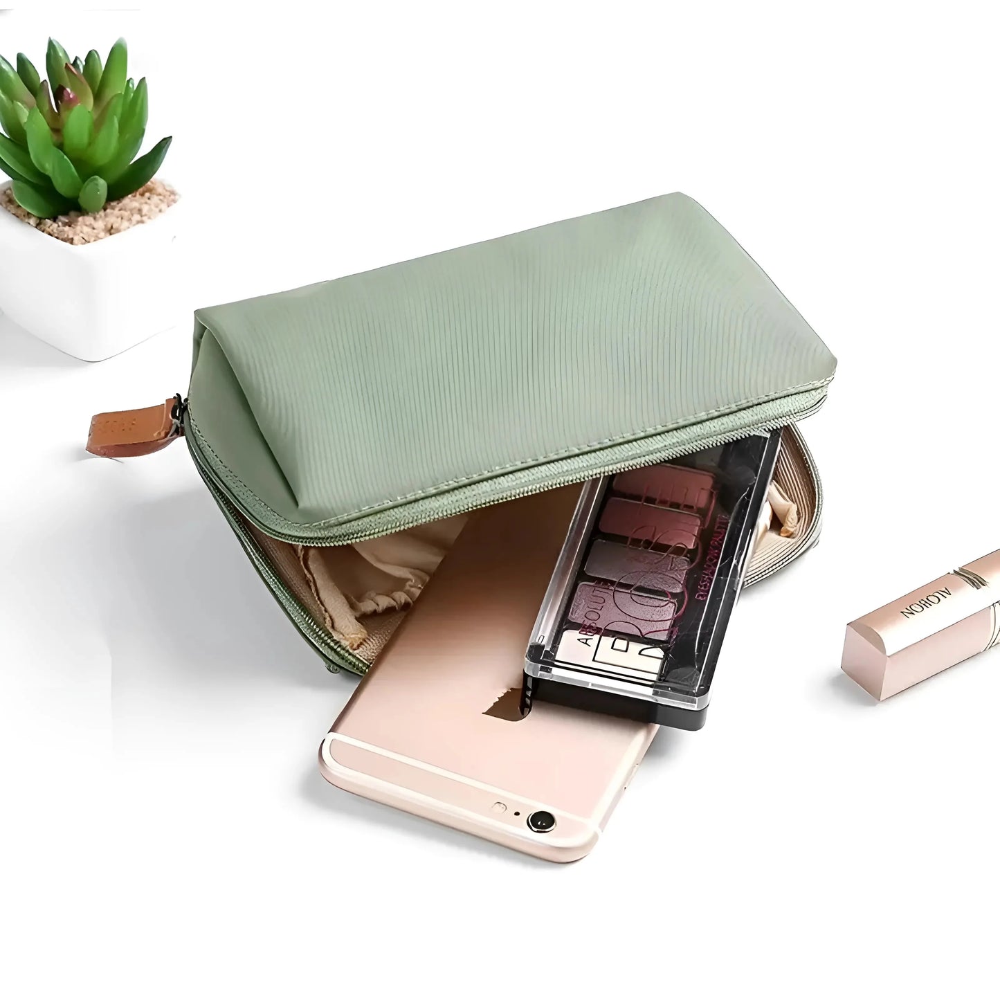 Green Minimalist Multi-Functional Cosmetic Bag