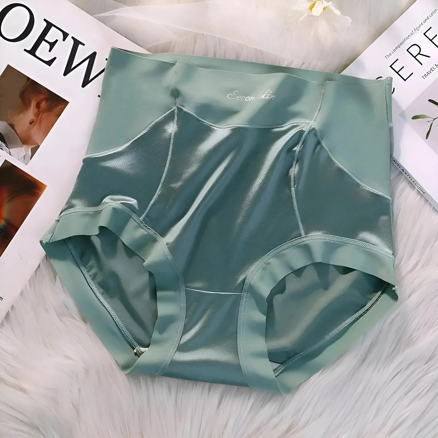 Green Satin High-Waisted Knickers