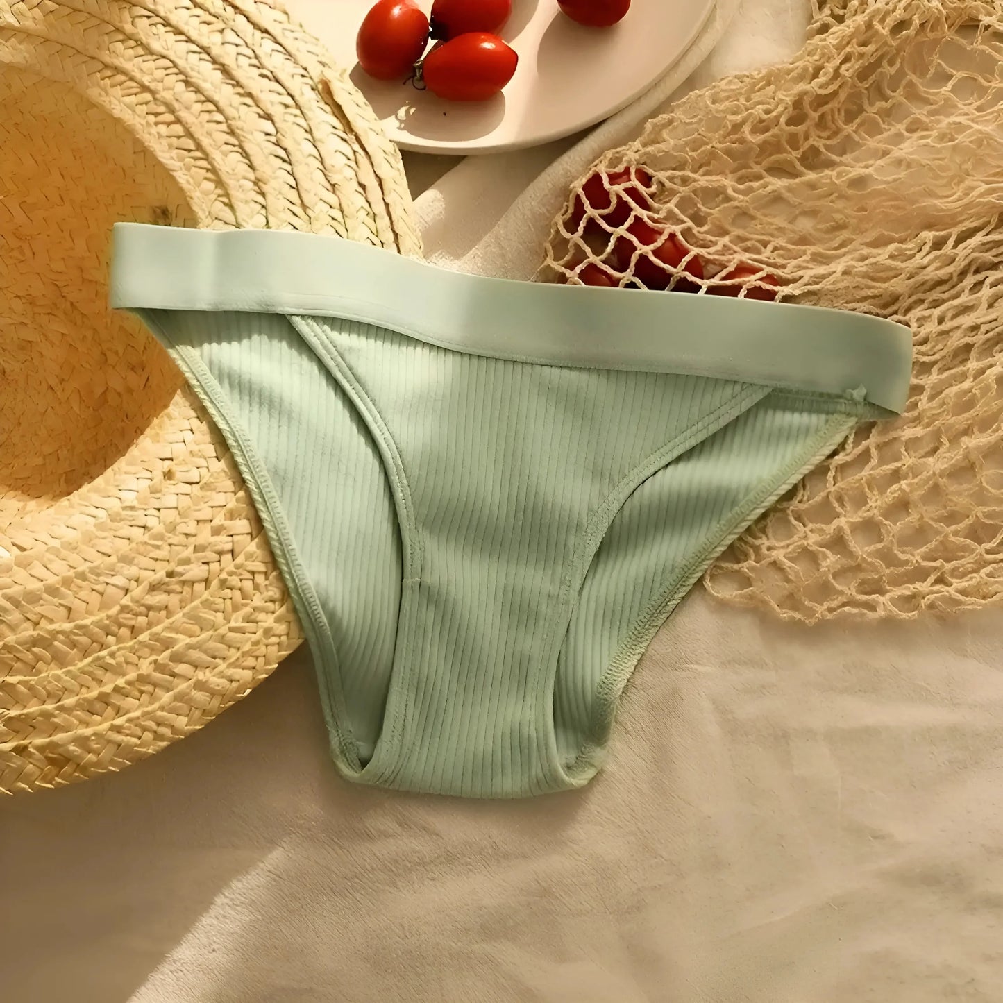 Green Striped Briefs with Wide Waistband
