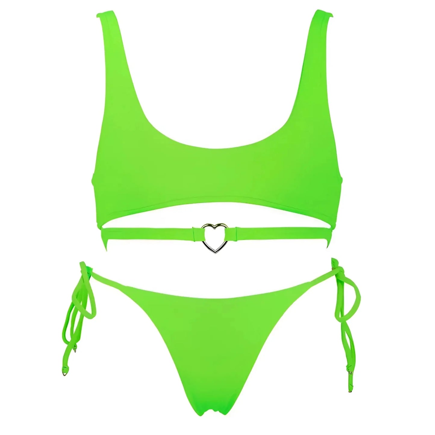 Green Two-Piece Swimsuit with Under-Bust Strap