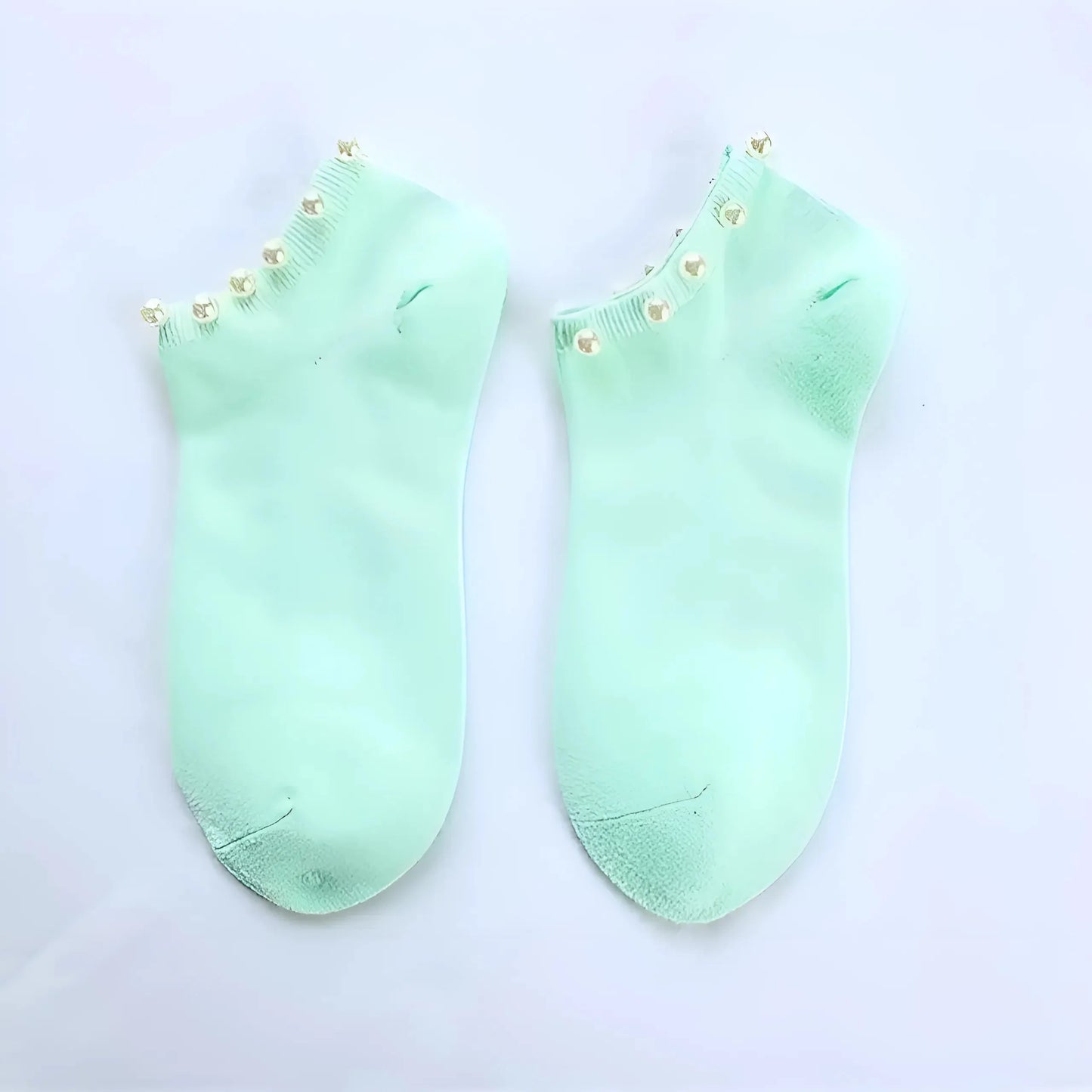 Green Women's Pearl Embellished Socks