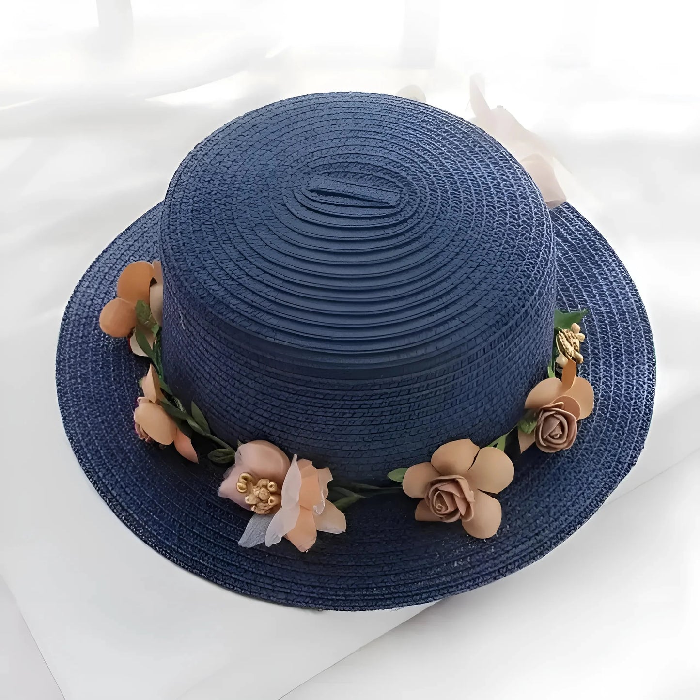 Grey Floral Beach Hat