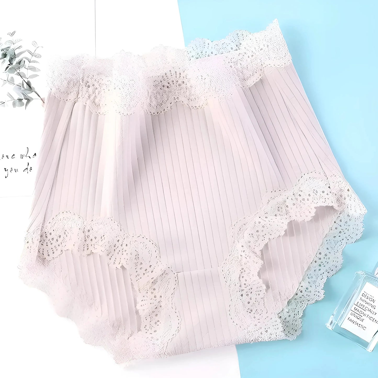 Grey High-Waisted Lace Trim Dress