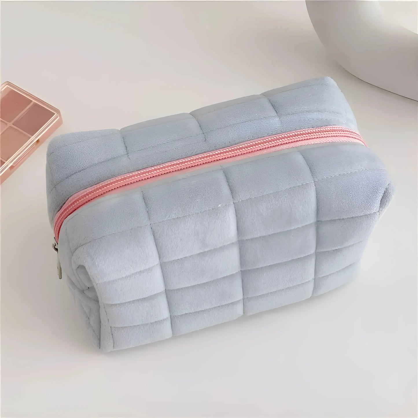 Grey Pink Cosmetic Bag for Women