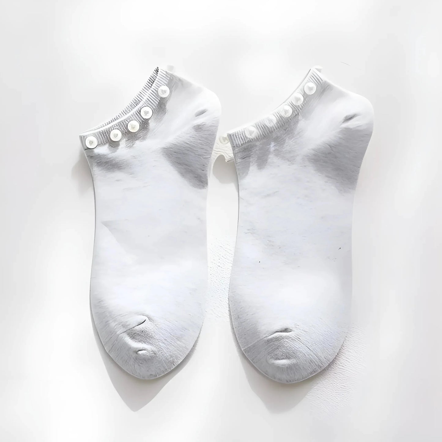 Grey Women's Pearl Embellished Socks