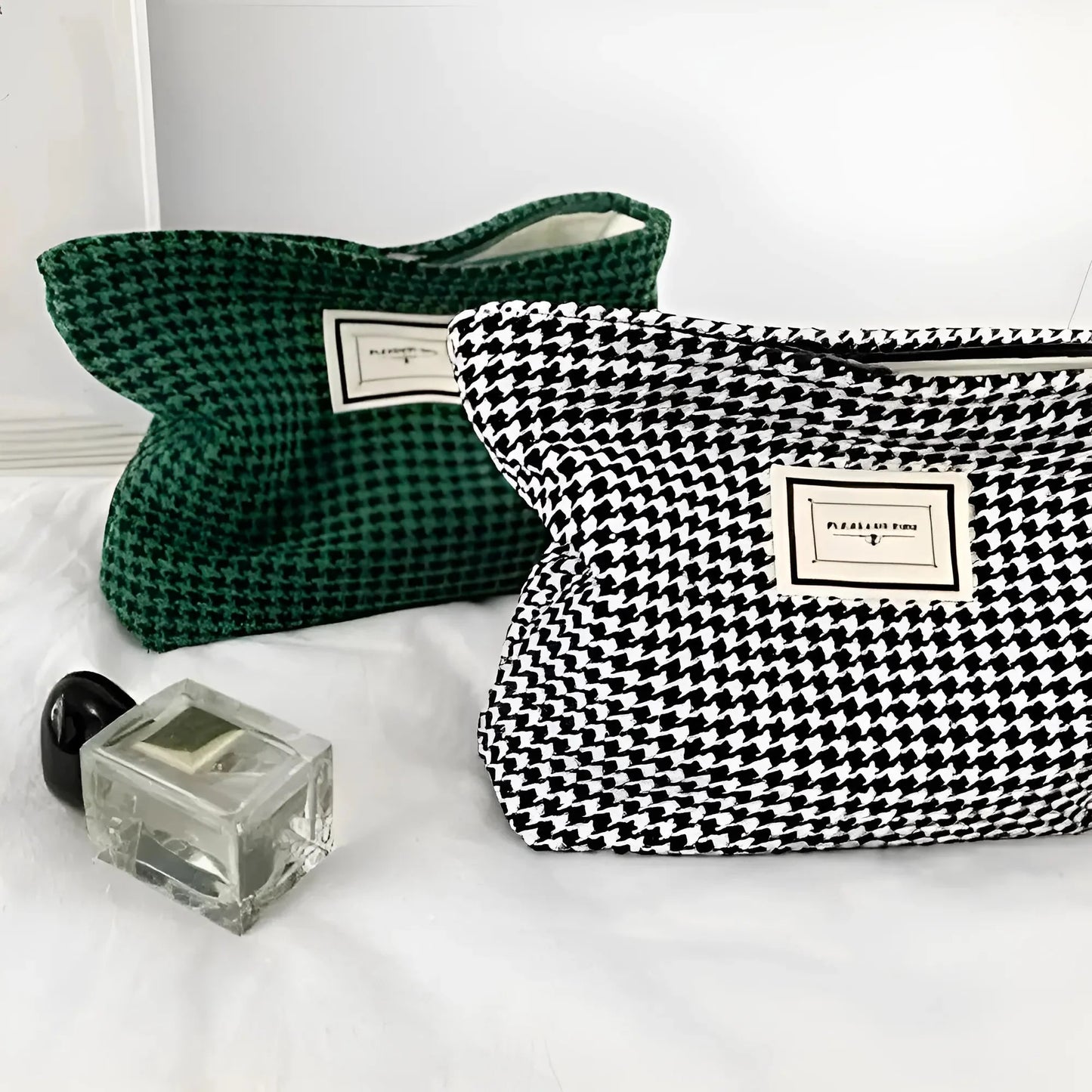 Houndstooth Fabric Makeup Bag