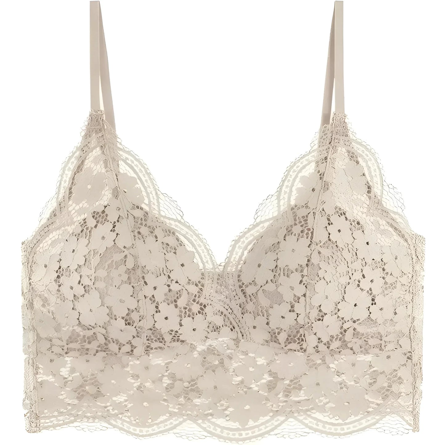 Khaki Lace Bralette with Thin Straps