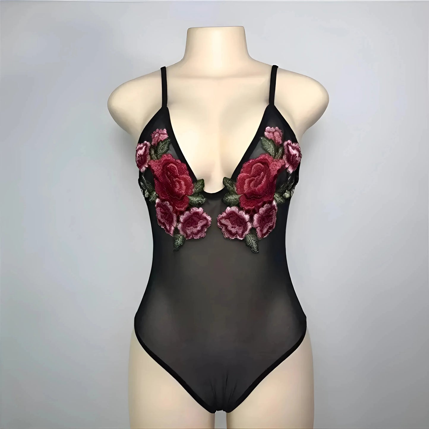 Lace Bodysuit with Rose Details