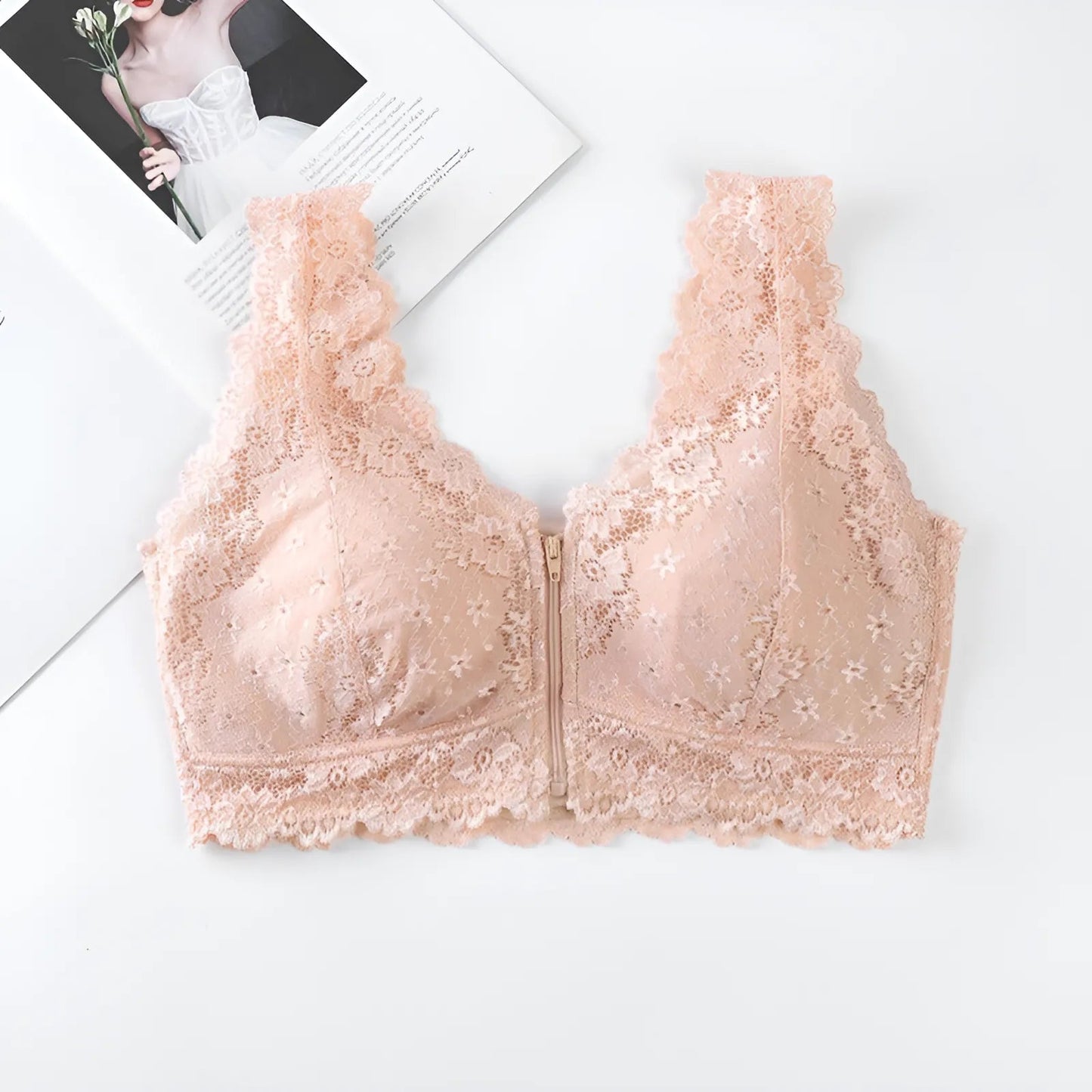 Lace Front Fastening Bra