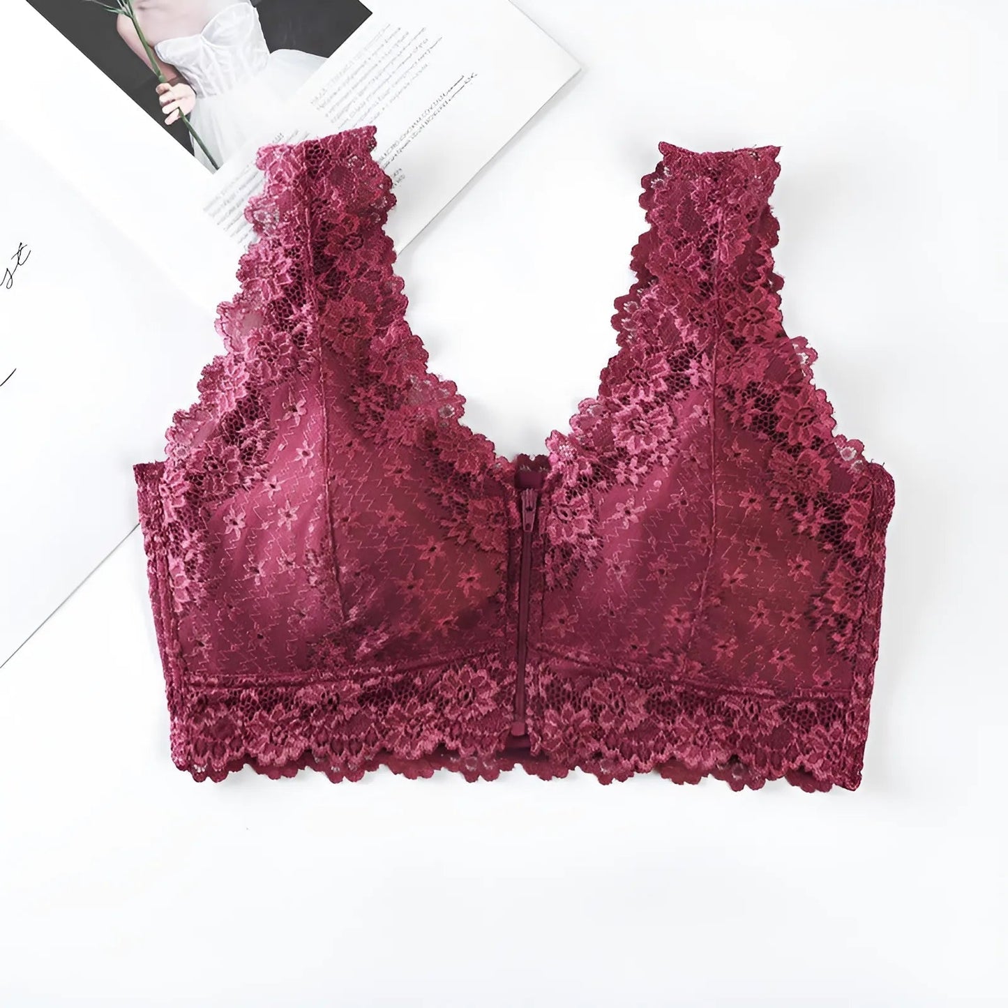 Lace Front Fastening Bra