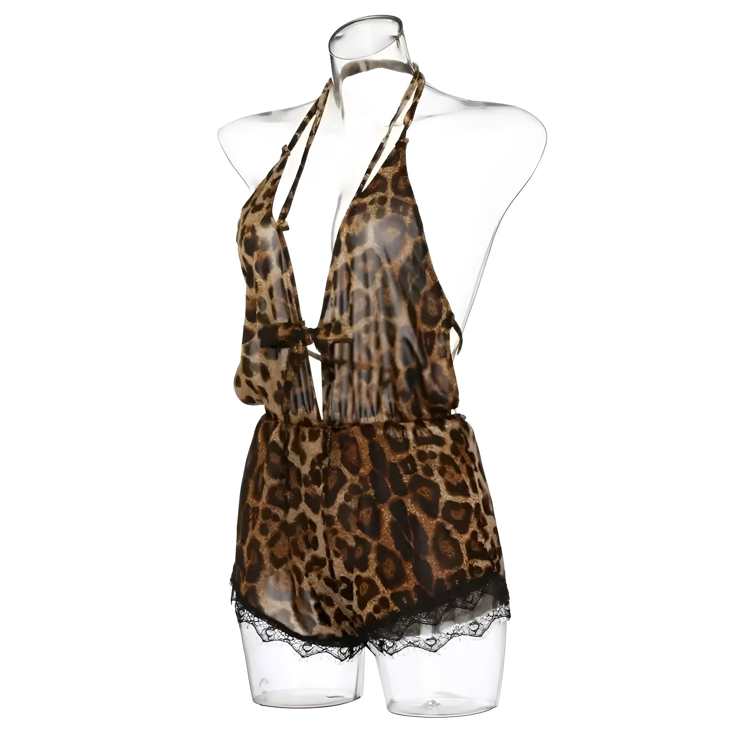 Lace Leopard Print Onesie Pyjama