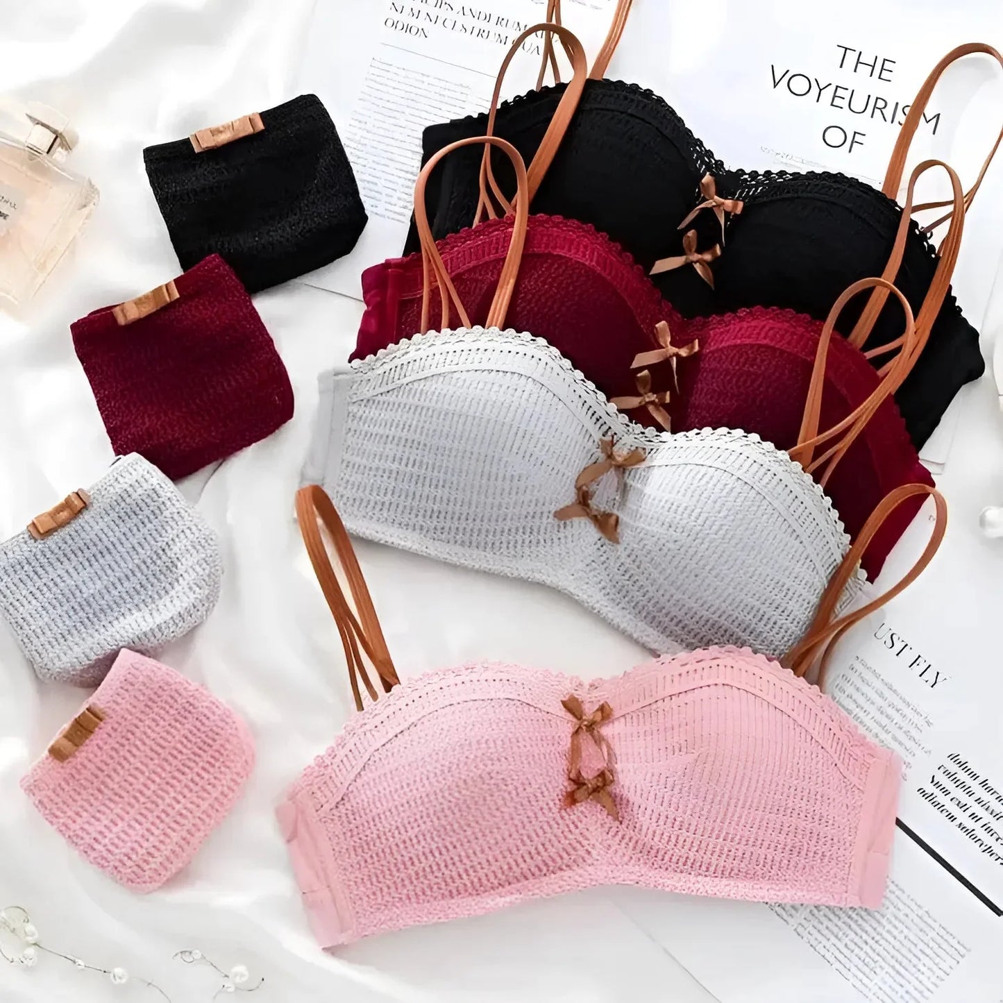 Lace Lingerie Set with Bows